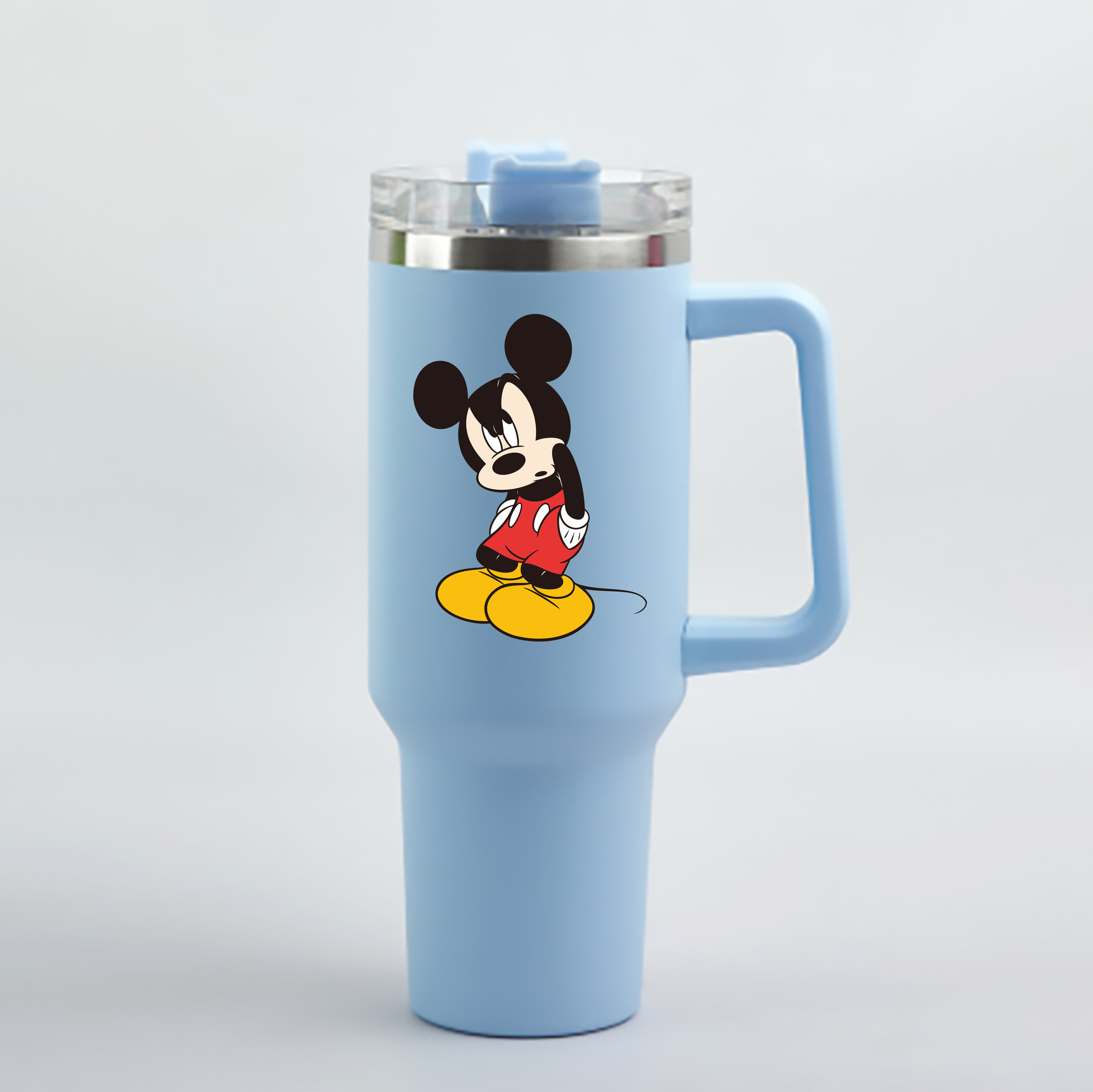 （画像用） ミッキーマウス Mickey Mouse 1200mL車用タンブラー - クリスタルステッカー（プラスチックストロー付き）