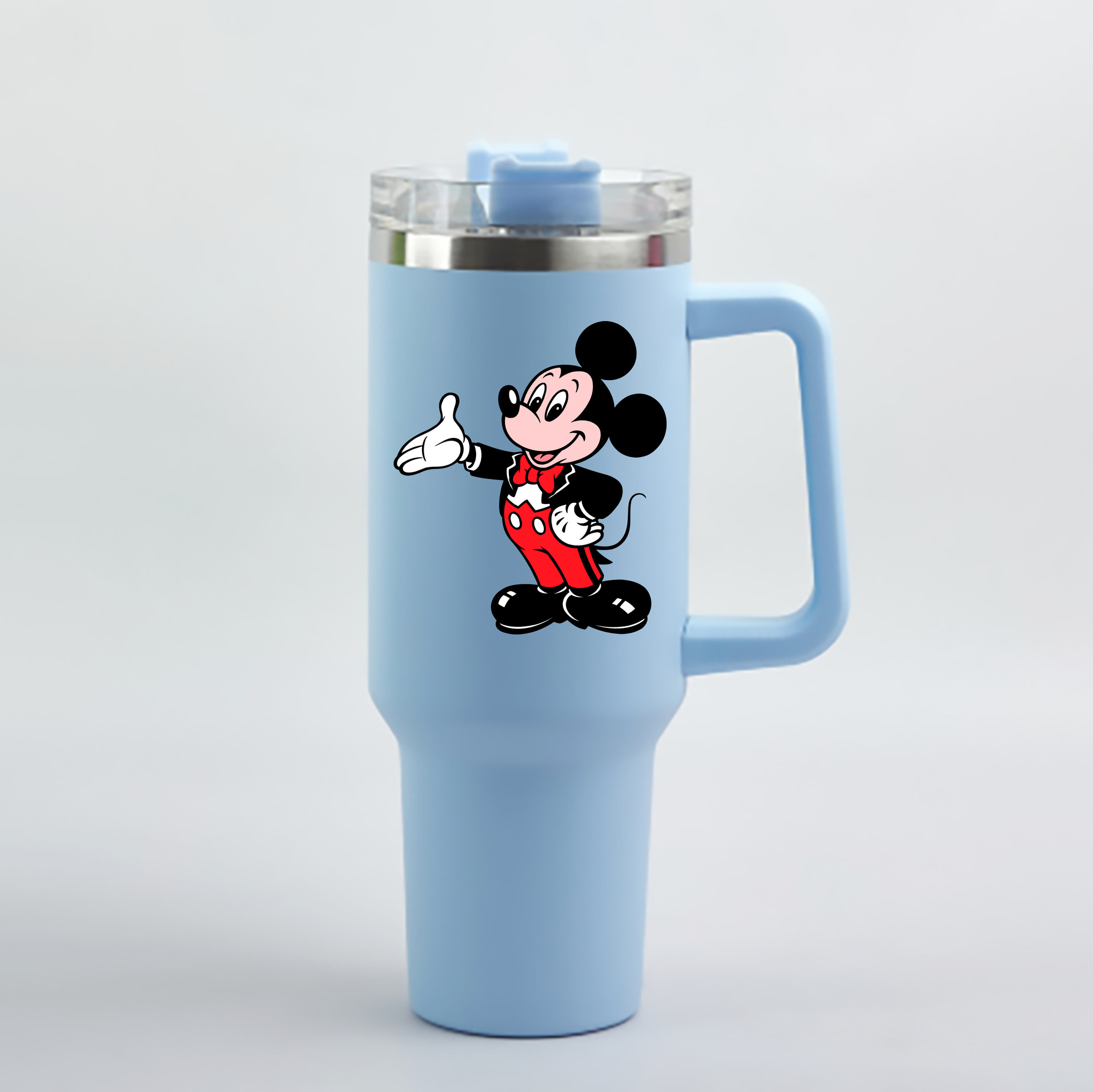 （画像用） ミッキーマウス Mickey Mouse 1200mL車用タンブラー - クリスタルステッカー（プラスチックストロー付き）