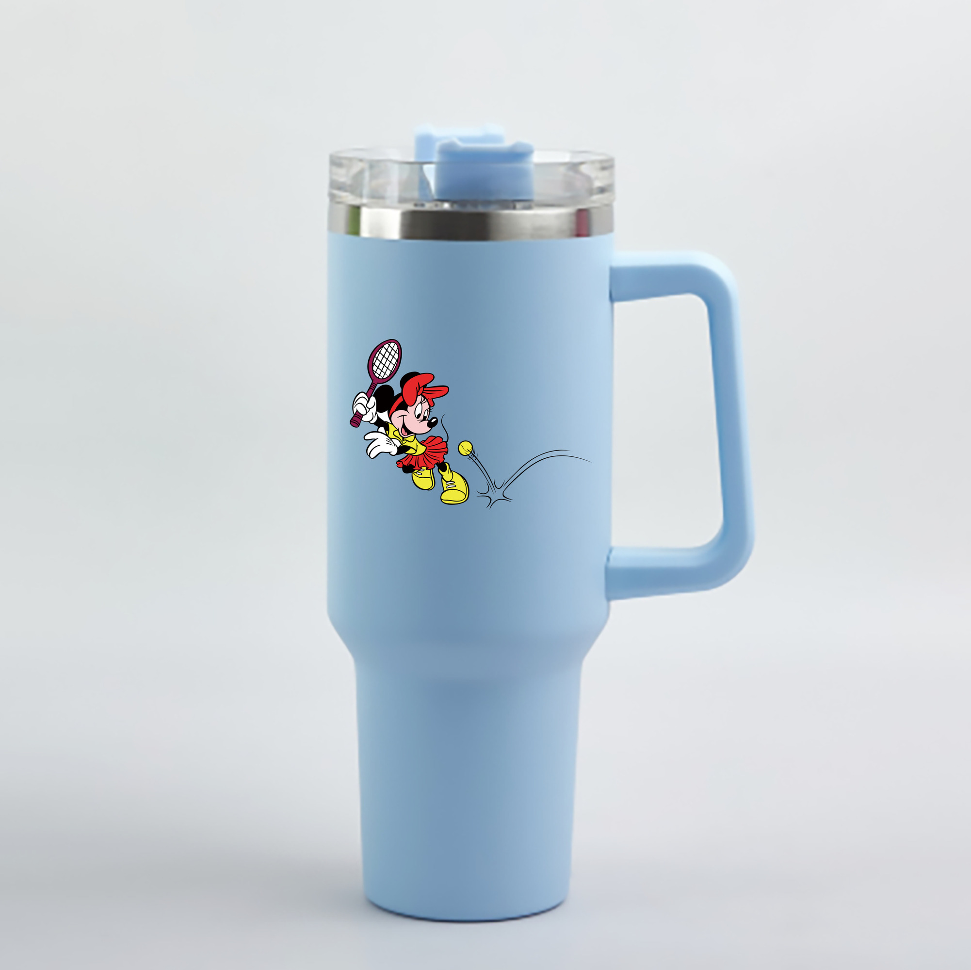 （画像用） ミッキーマウス Mickey Mouse 1200mL車用タンブラー - クリスタルステッカー（プラスチックストロー付き）