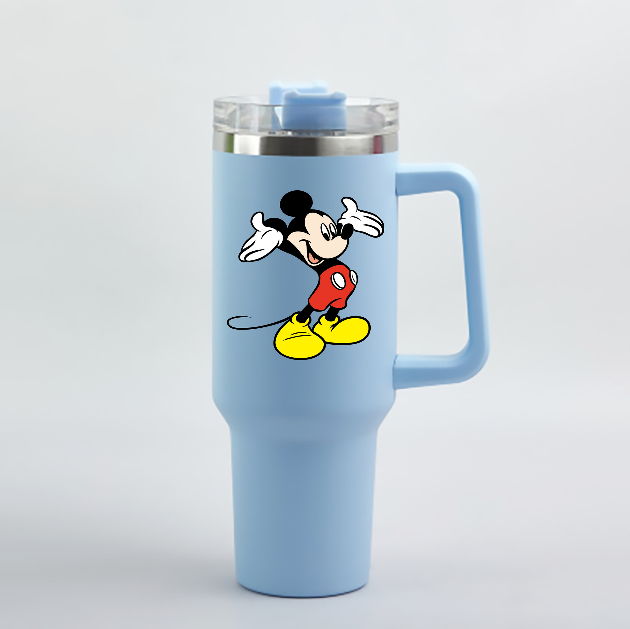 （画像用） ミッキーマウス Mickey Mouse 1200mL車用タンブラー - クリスタルステッカー（プラスチックストロー付き）