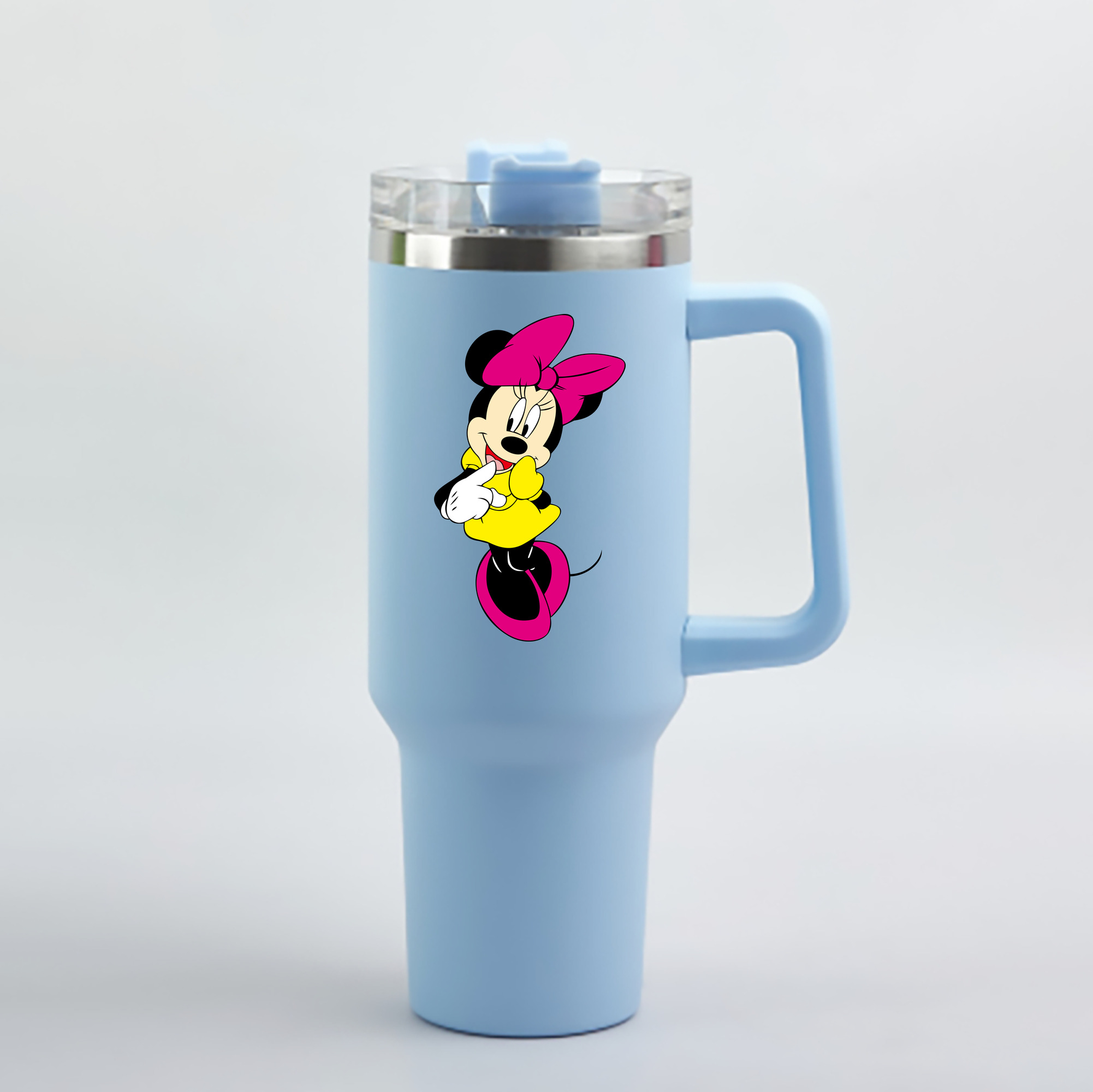 （画像用） ミッキーマウス Mickey Mouse 1200mL車用タンブラー - クリスタルステッカー（プラスチックストロー付き）