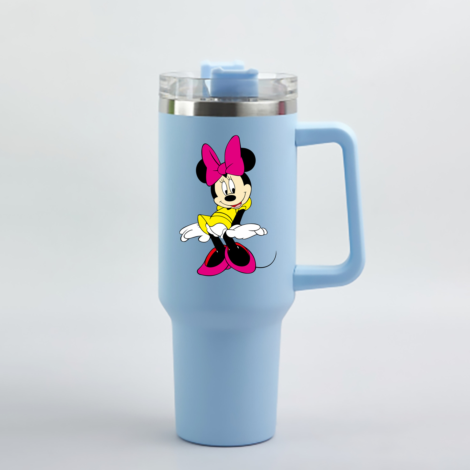 （画像用） ミッキーマウス Mickey Mouse 1200mL車用タンブラー - クリスタルステッカー（プラスチックストロー付き）