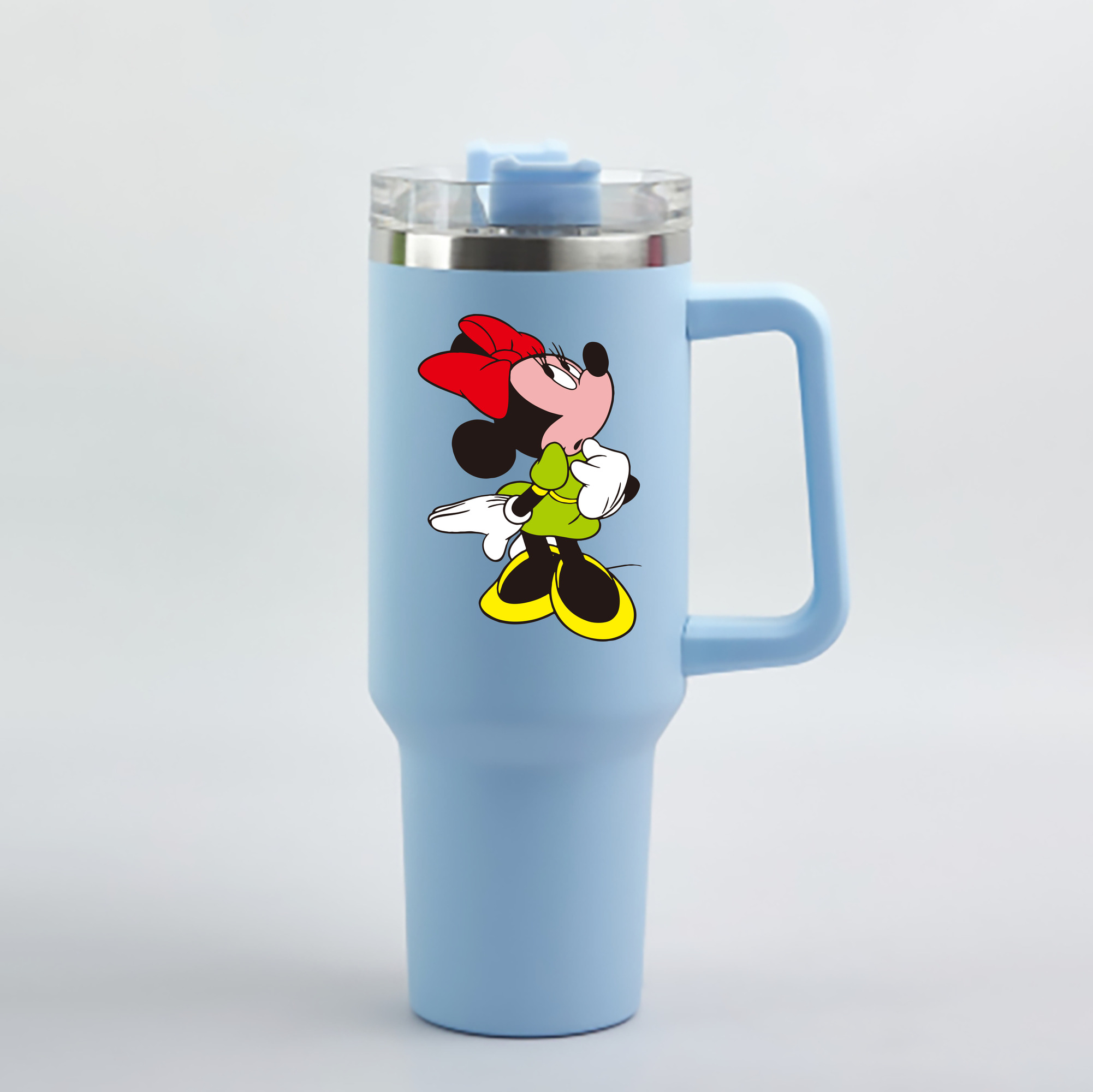 （画像用） ミッキーマウス Mickey Mouse 1200mL車用タンブラー - クリスタルステッカー（プラスチックストロー付き）