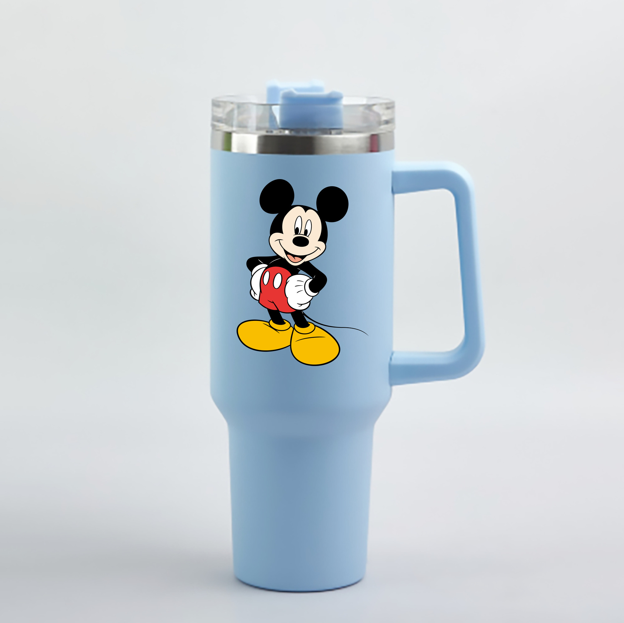 （画像用） ミッキーマウス Mickey Mouse 1200mL車用タンブラー - クリスタルステッカー（プラスチックストロー付き）
