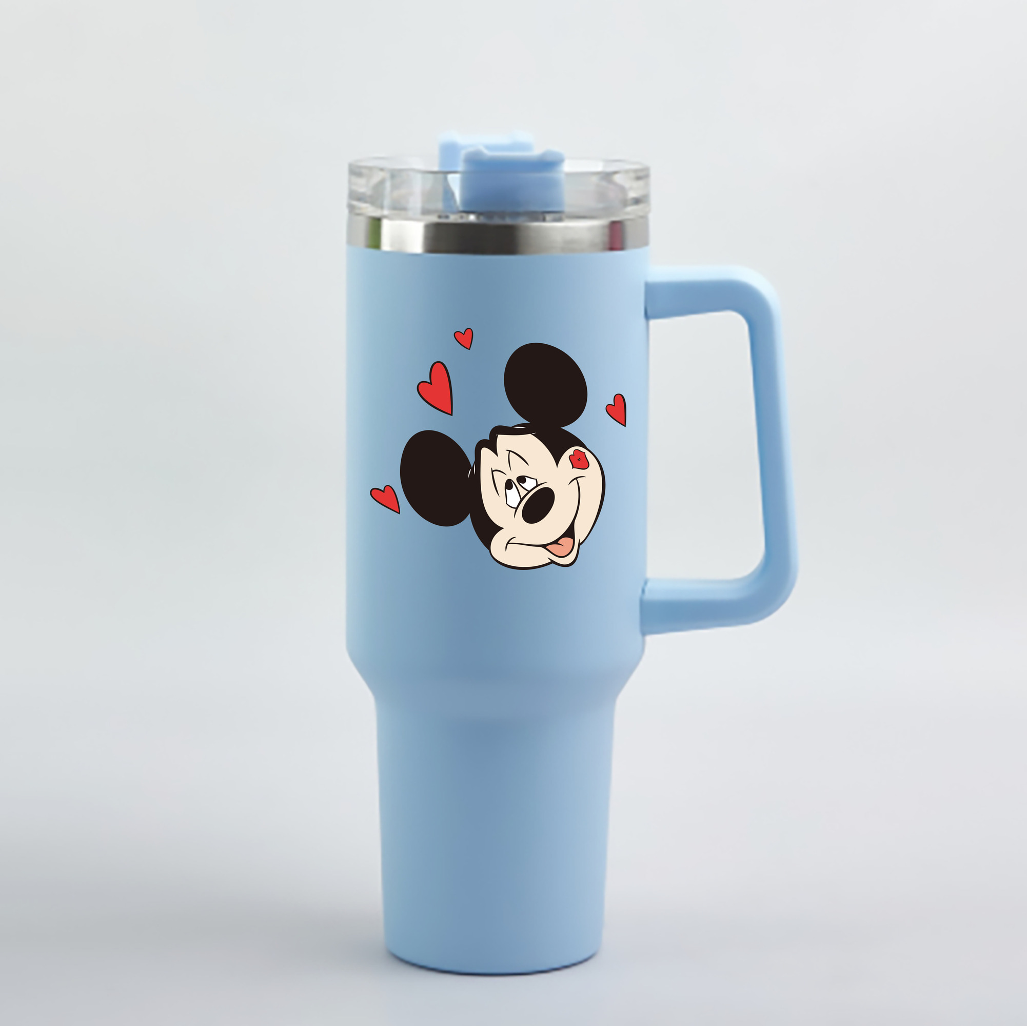 ミッキーマウス Mickey Mouse 1200mL車用タンブラー - クリスタルステッカー（プラスチックストロー付き）