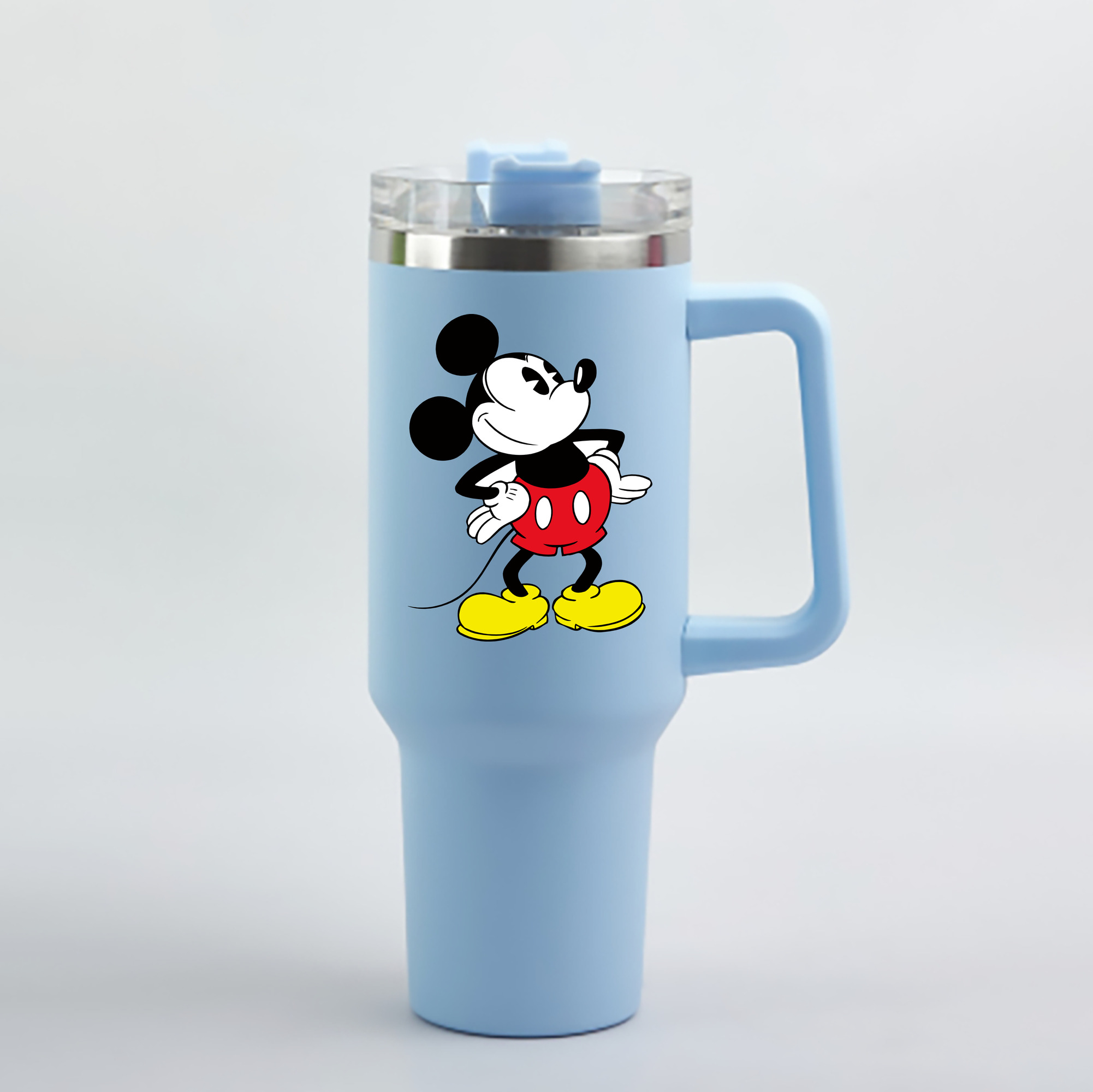 （画像用） ミッキーマウス Mickey Mouse 1200mL車用タンブラー - クリスタルステッカー（プラスチックストロー付き）