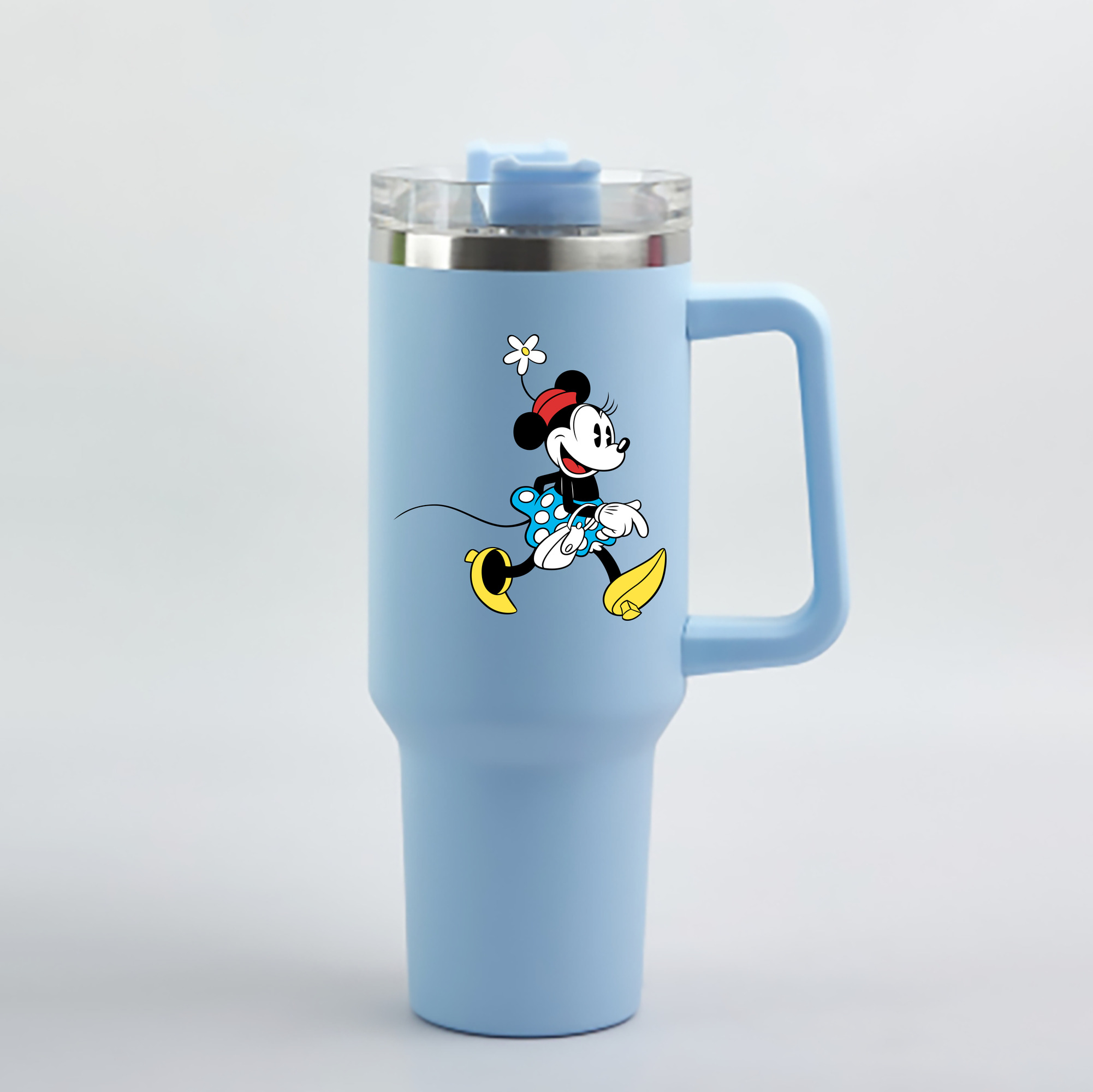 （画像用） ミッキーマウス Mickey Mouse 1200mL車用タンブラー - クリスタルステッカー（プラスチックストロー付き）