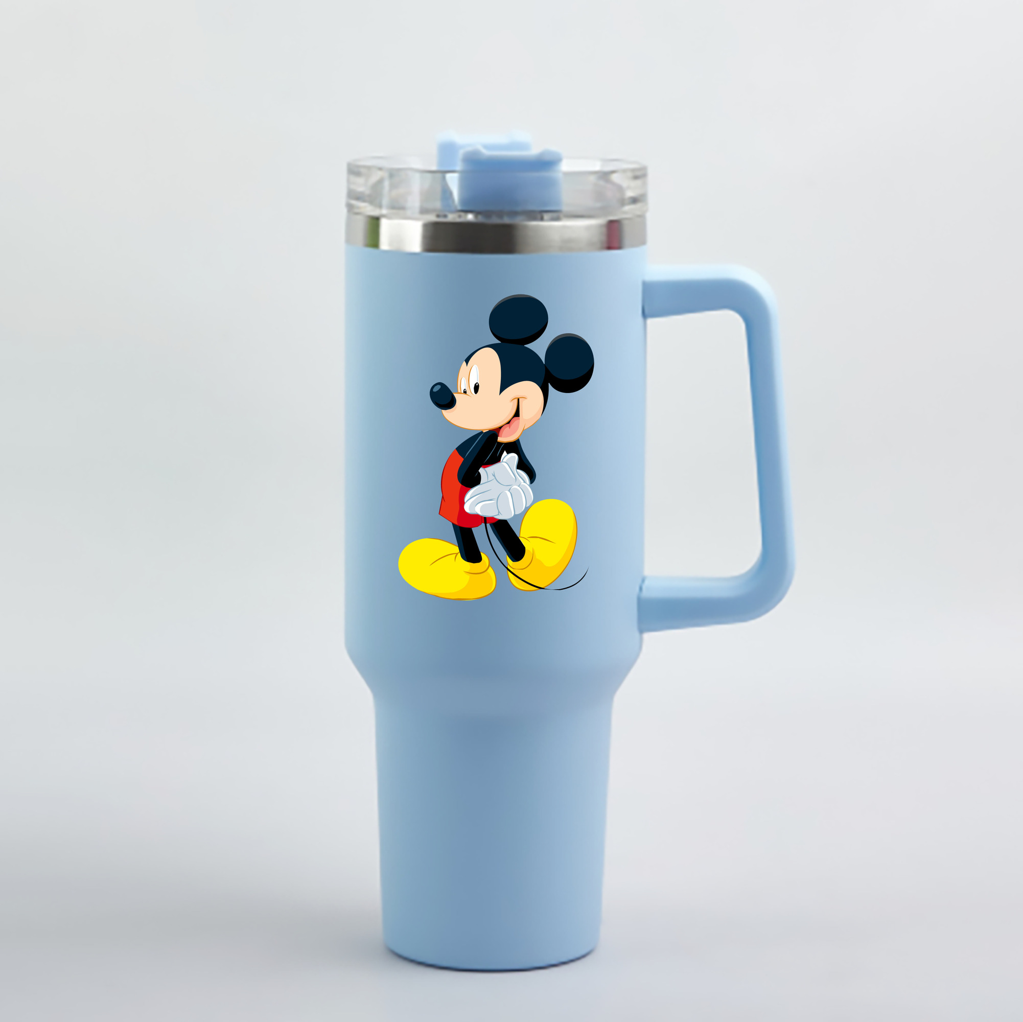 （画像用） ミッキーマウス Mickey Mouse 1200mL車用タンブラー - クリスタルステッカー（プラスチックストロー付き）