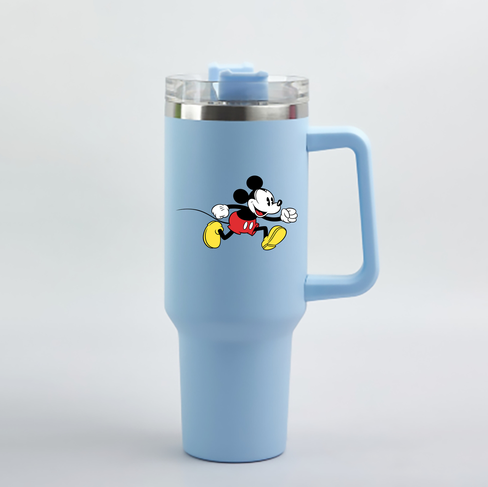 （画像用） ミッキーマウス Mickey Mouse 1200mL車用タンブラー - クリスタルステッカー（プラスチックストロー付き）