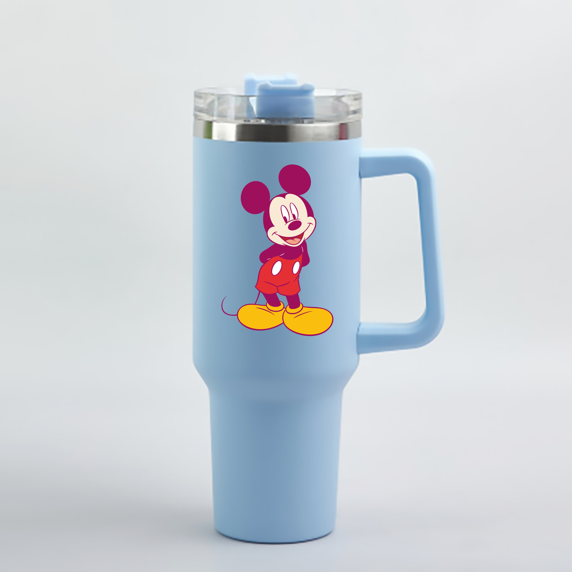 （画像用） ミッキーマウス Mickey Mouse 1200mL車用タンブラー - クリスタルステッカー（プラスチックストロー付き）