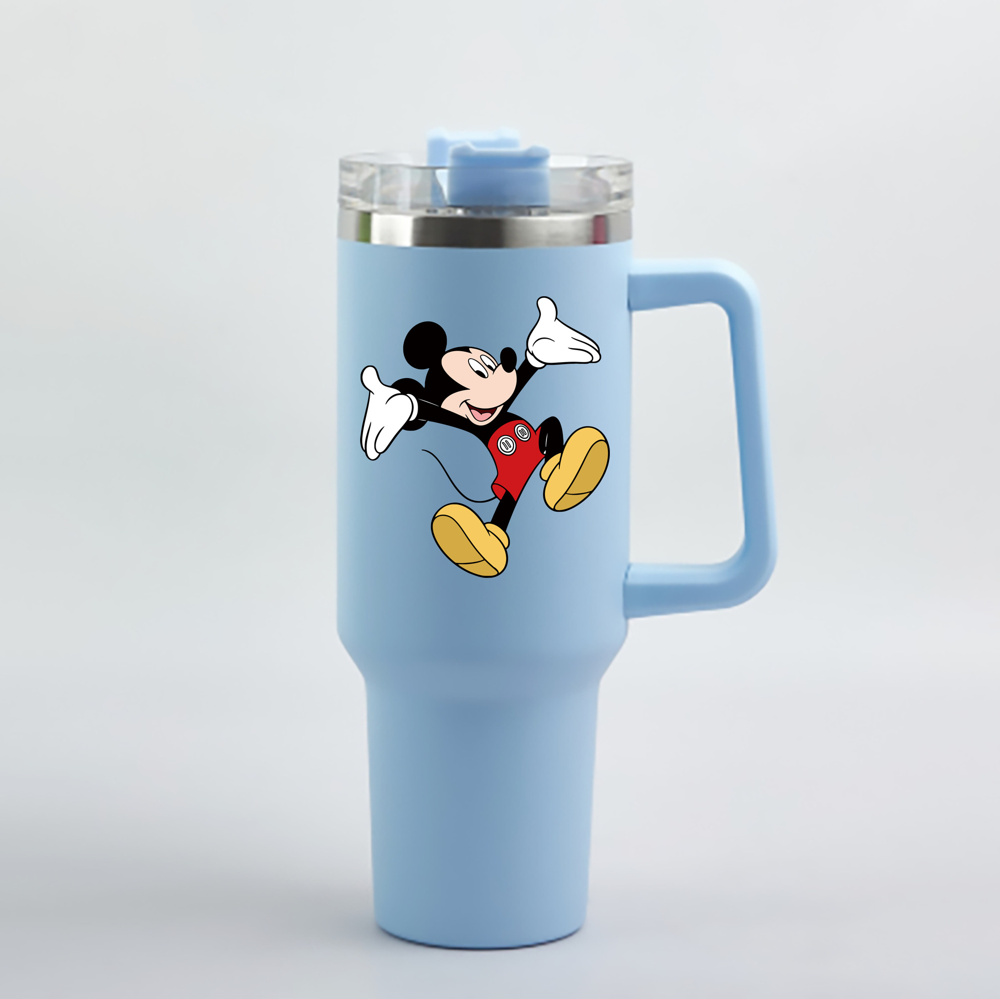 （画像用） ミッキーマウス Mickey Mouse 1200mL車用タンブラー - クリスタルステッカー（プラスチックストロー付き）