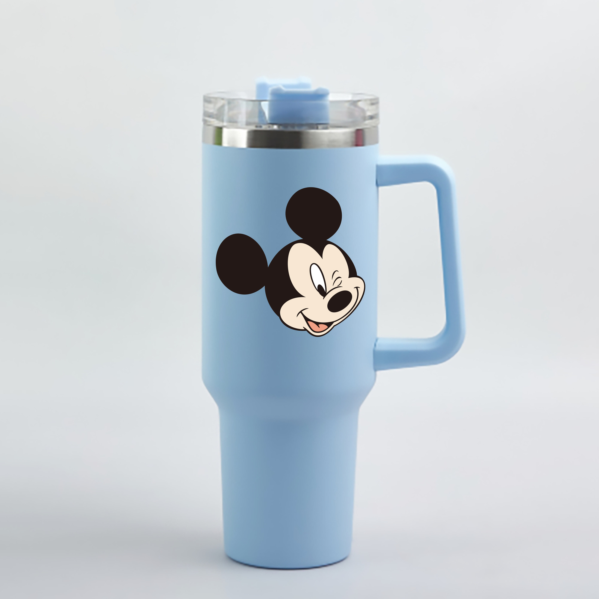 （画像用） ミッキーマウス Mickey Mouse 1200mL車用タンブラー - クリスタルステッカー（プラスチックストロー付き）