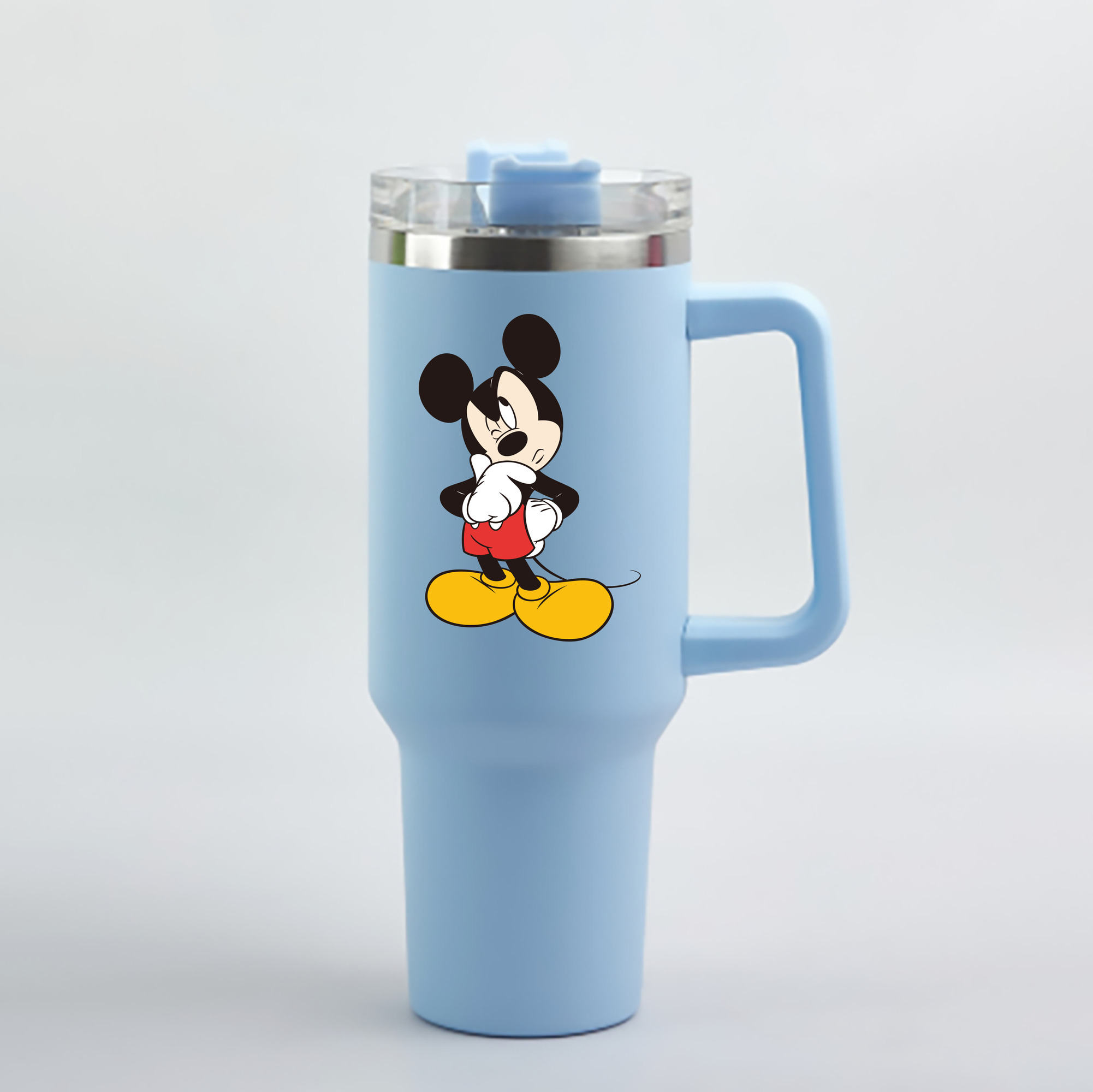 （画像用） ミッキーマウス Mickey Mouse 1200mL車用タンブラー - クリスタルステッカー（プラスチックストロー付き）