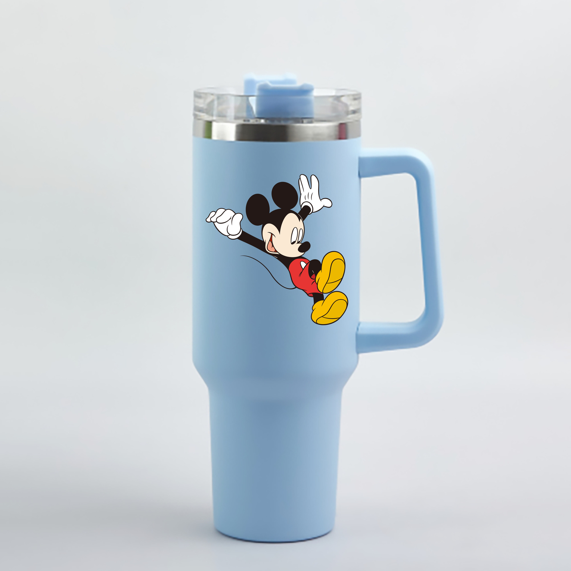 （画像用） ミッキーマウス Mickey Mouse 1200mL車用タンブラー - クリスタルステッカー（プラスチックストロー付き）