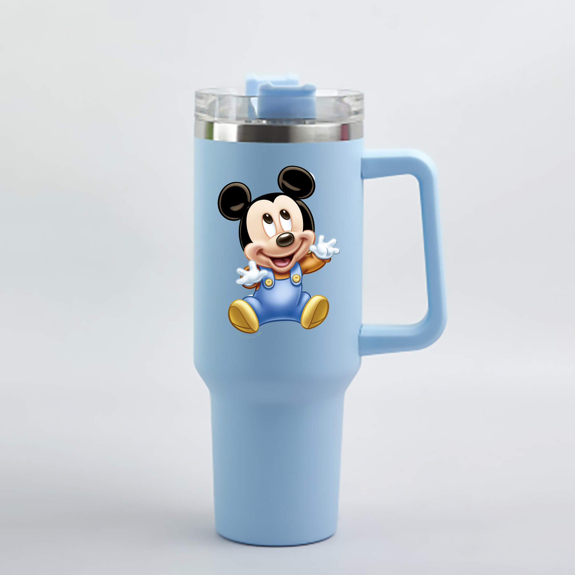 （画像用） ミッキーマウス Mickey Mouse 1200mL車用タンブラー - クリスタルステッカー（プラスチックストロー付き）