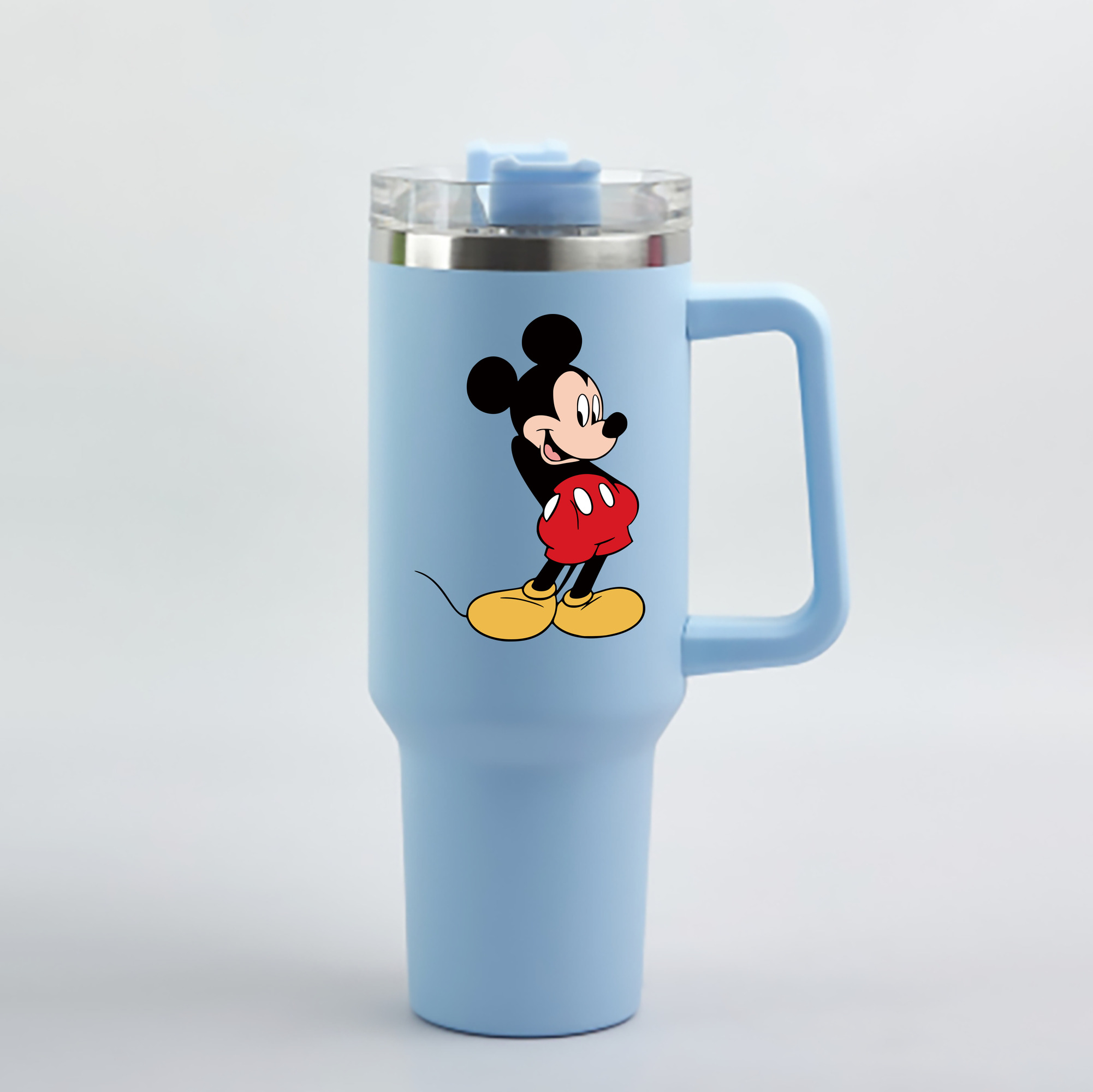 （画像用） ミッキーマウス Mickey Mouse 1200mL車用タンブラー - クリスタルステッカー（プラスチックストロー付き）