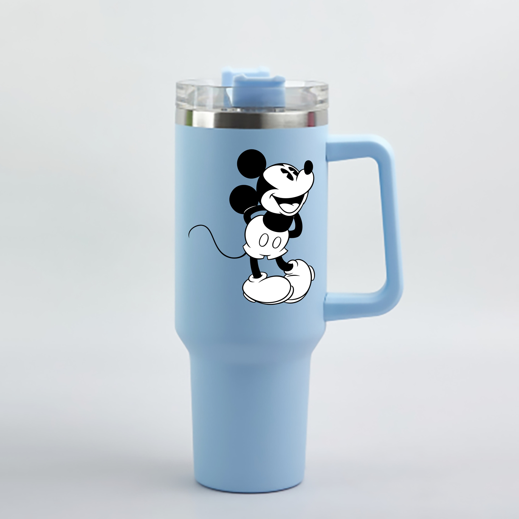 （画像用） ミッキーマウス Mickey Mouse 1200mL車用タンブラー - クリスタルステッカー（プラスチックストロー付き）