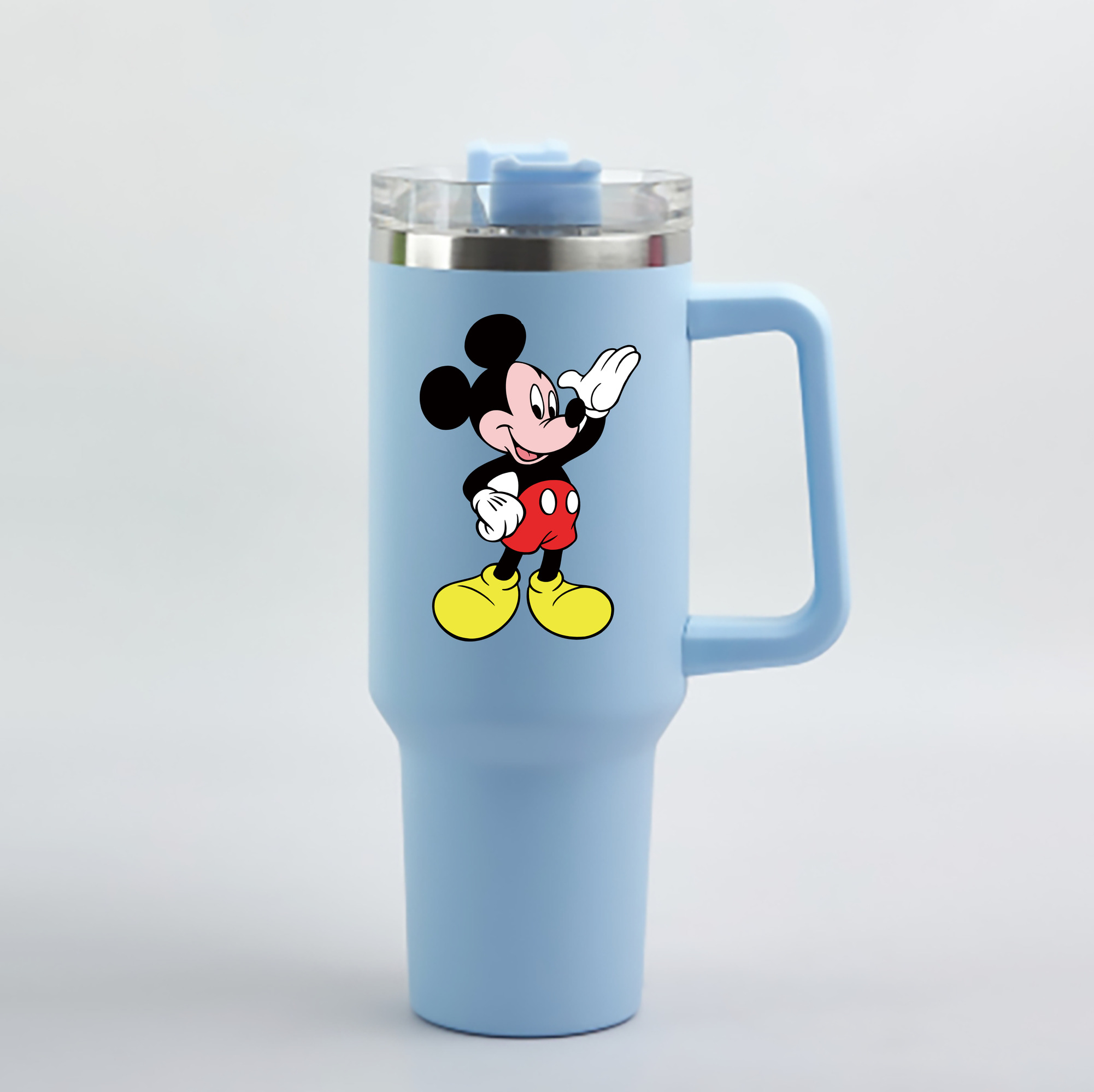 （画像用） ミッキーマウス Mickey Mouse 1200mL車用タンブラー - クリスタルステッカー（プラスチックストロー付き）