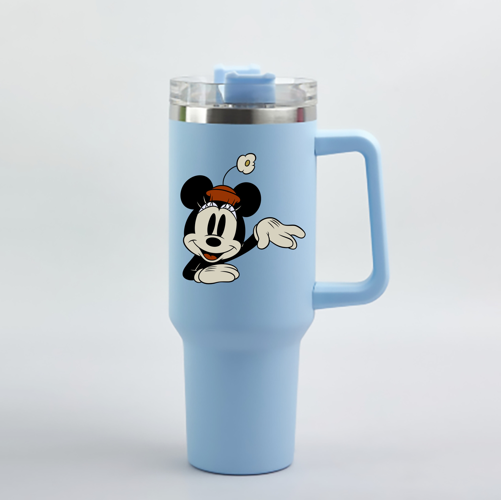 （画像用） ミッキーマウス Mickey Mouse 1200mL車用タンブラー - クリスタルステッカー（プラスチックストロー付き）