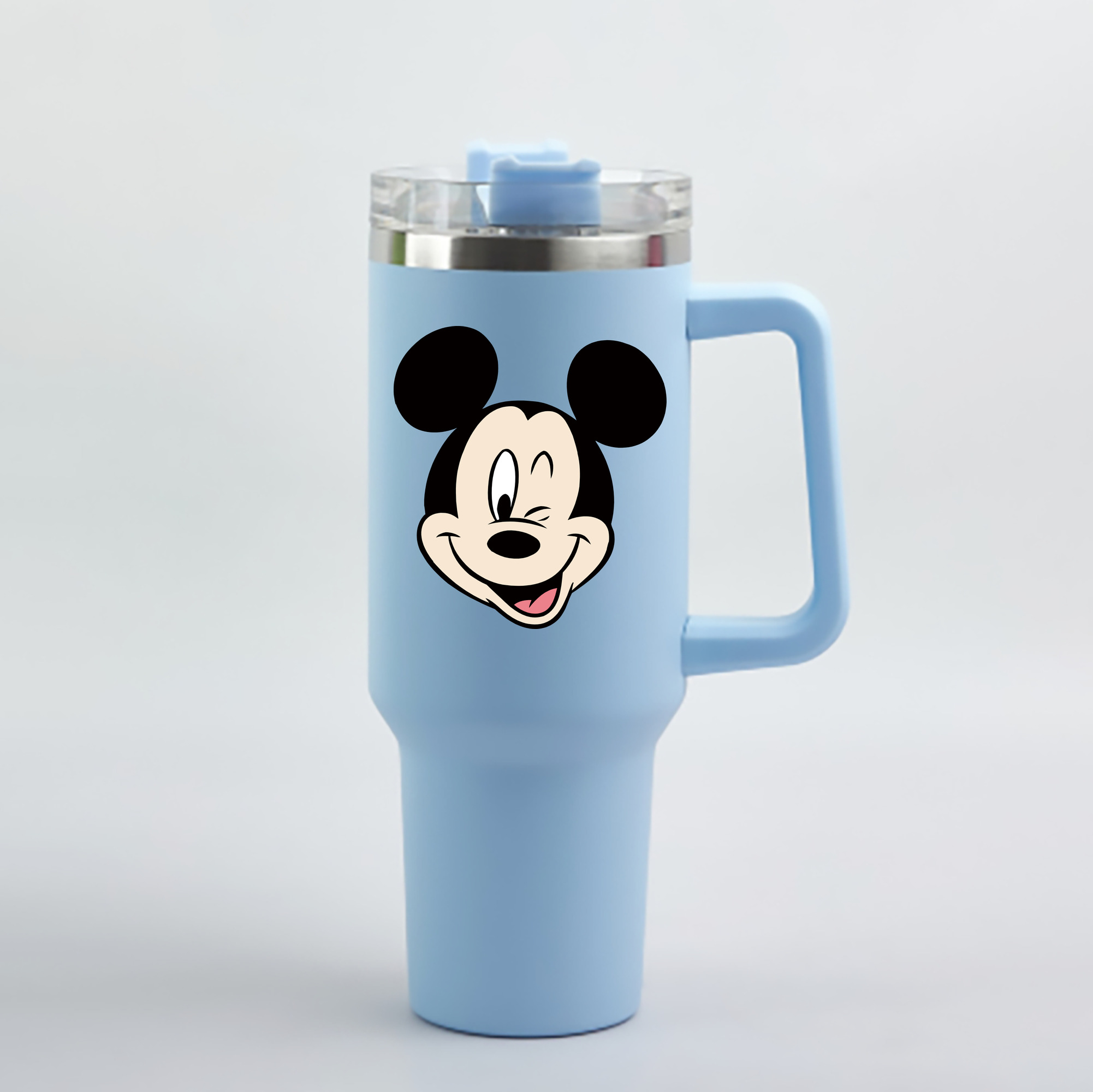 （画像用） ミッキーマウス Mickey Mouse 1200mL車用タンブラー - クリスタルステッカー（プラスチックストロー付き）