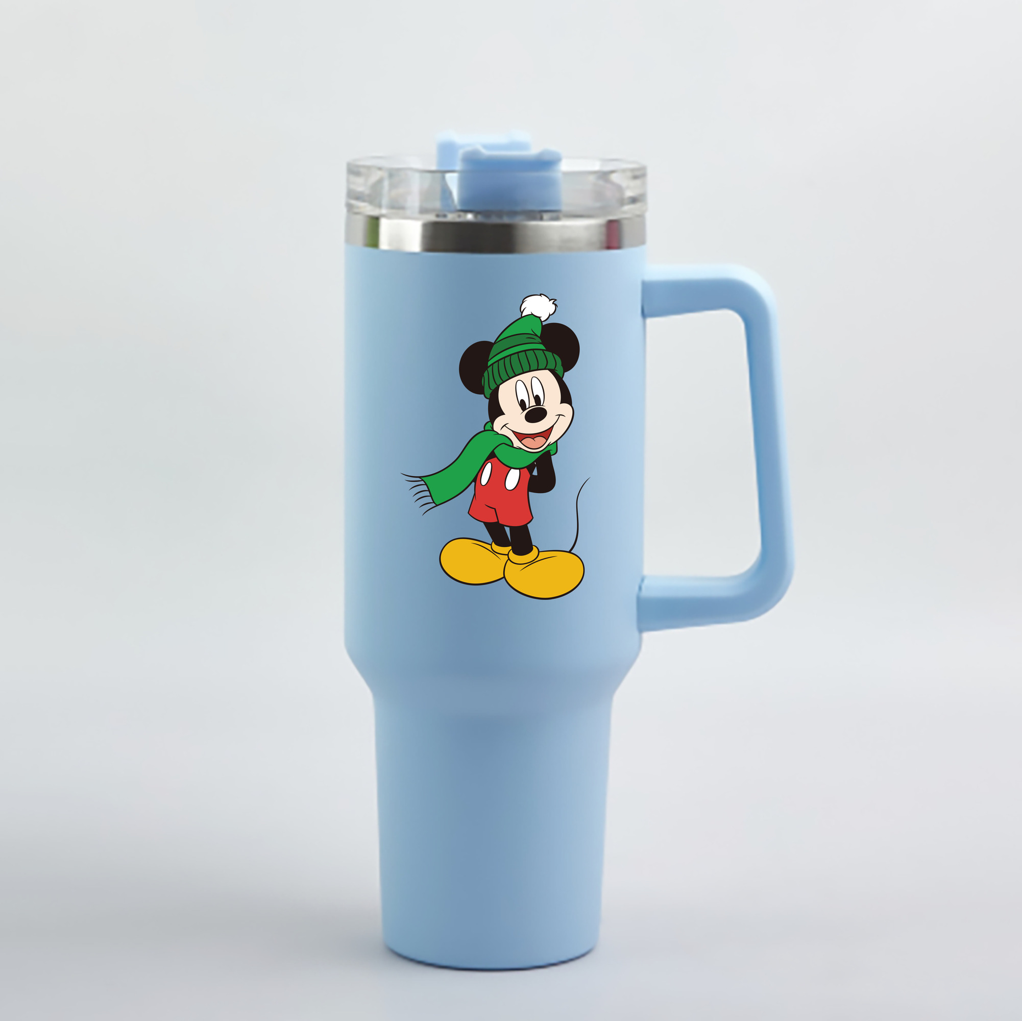 （画像用） ミッキーマウス Mickey Mouse 1200mL車用タンブラー - クリスタルステッカー（プラスチックストロー付き）