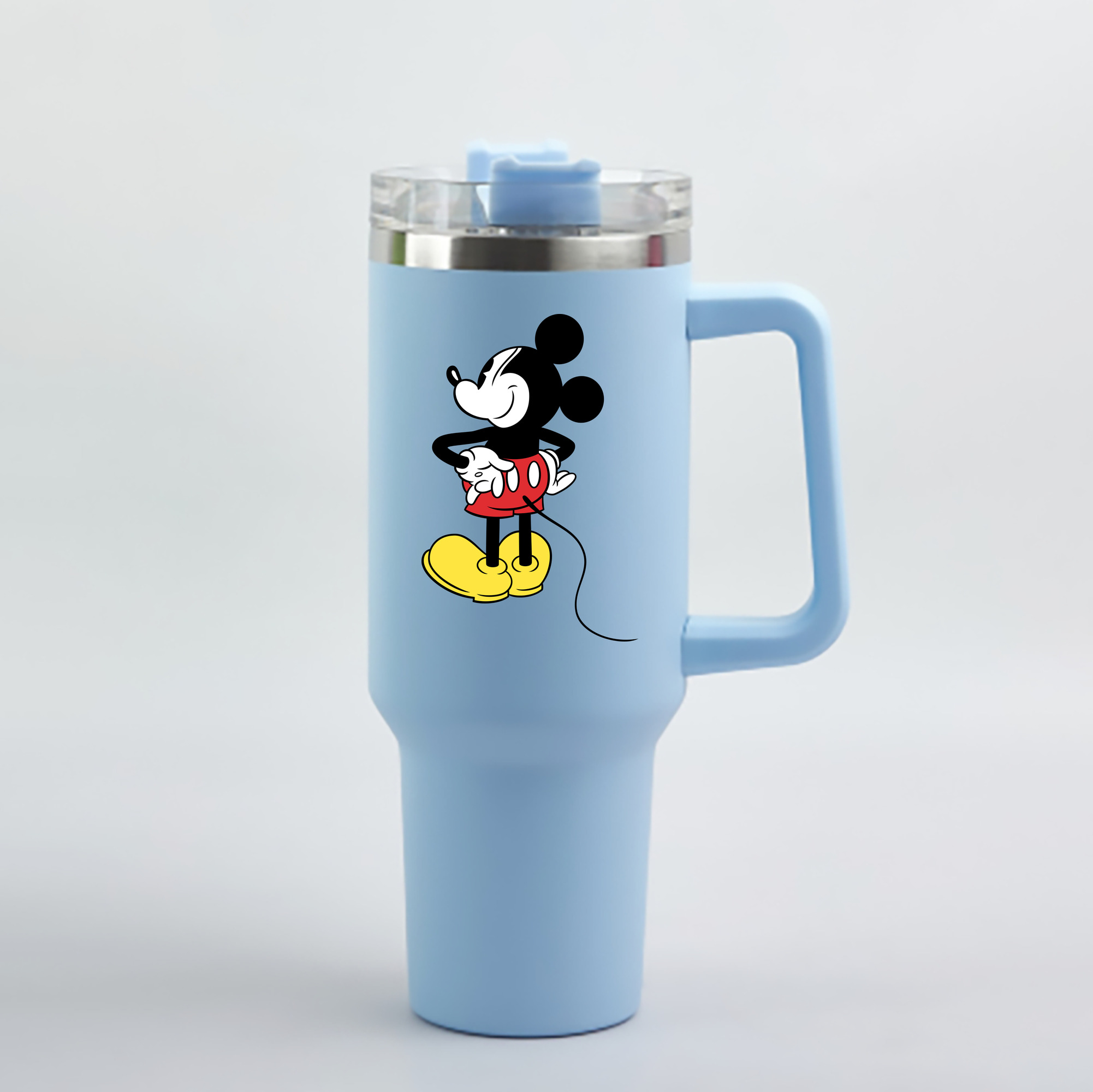 （画像用） ミッキーマウス Mickey Mouse 1200mL車用タンブラー - クリスタルステッカー（プラスチックストロー付き）