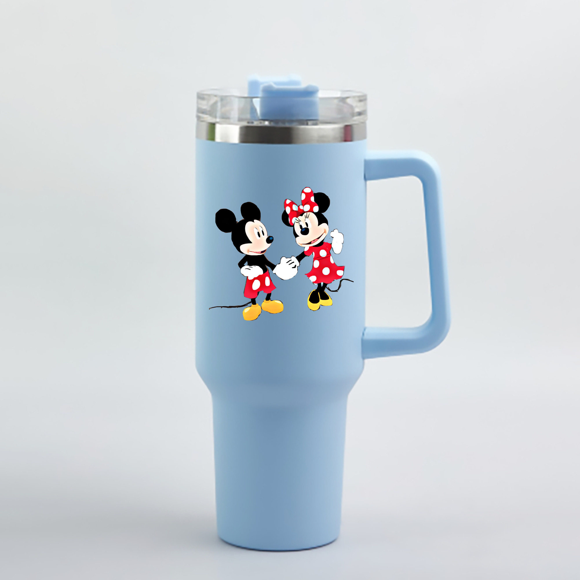 （画像用） ミッキーマウス Mickey Mouse 1200mL車用タンブラー - クリスタルステッカー（プラスチックストロー付き）