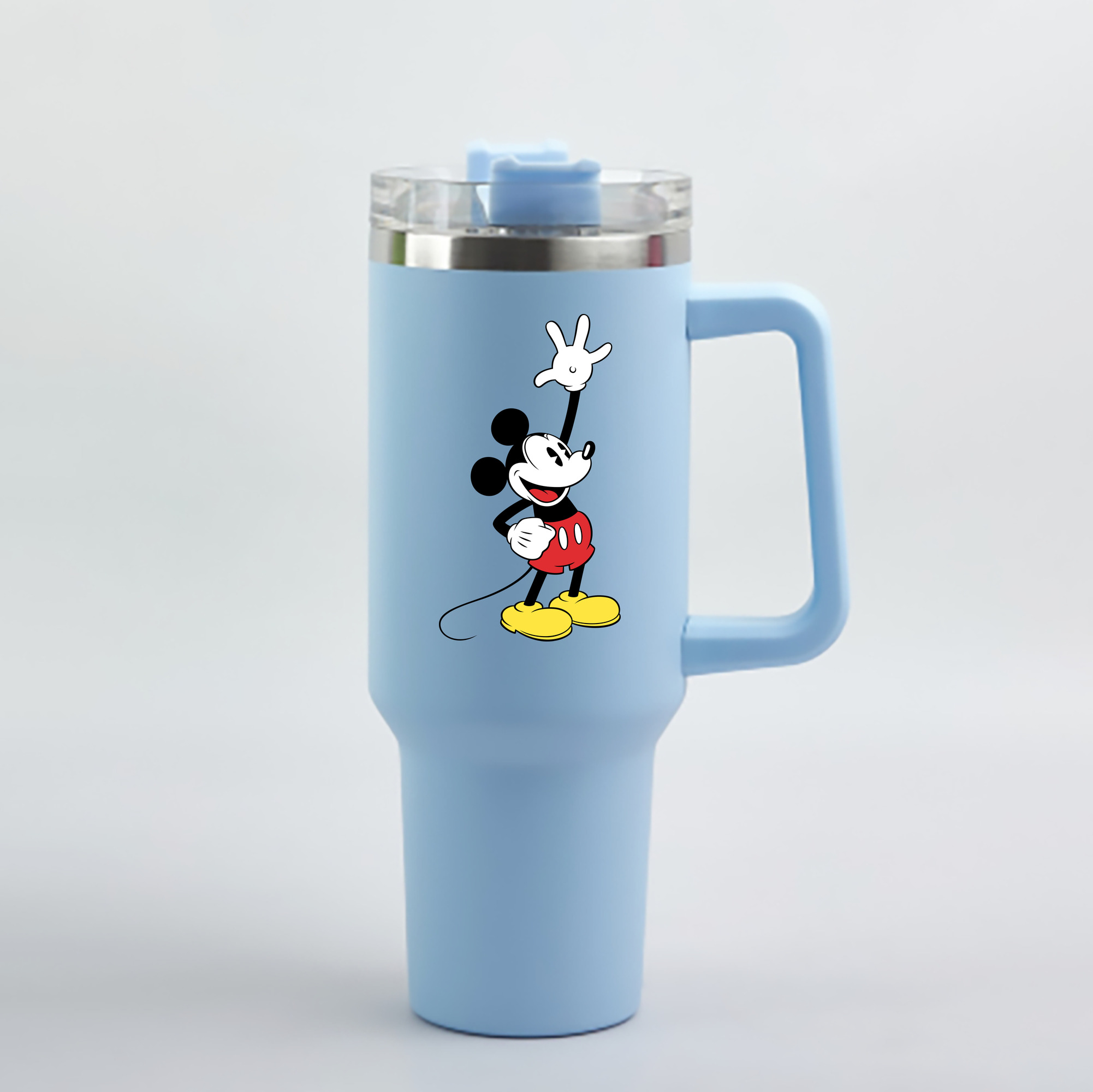 （画像用） ミッキーマウス Mickey Mouse 1200mL車用タンブラー - クリスタルステッカー（プラスチックストロー付き）