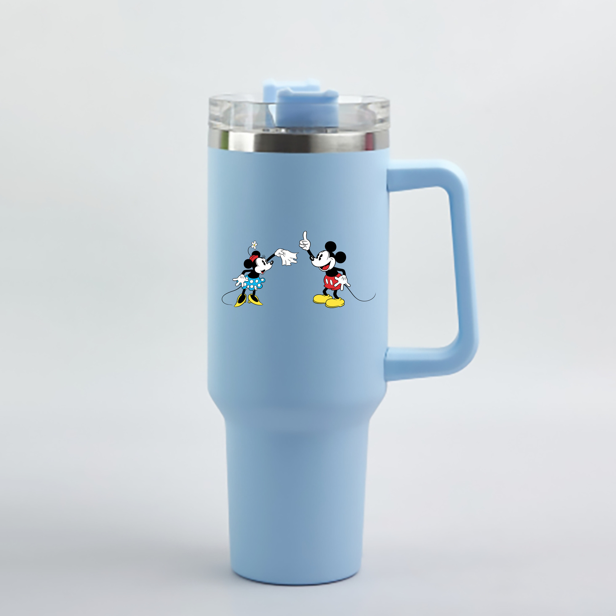 ミッキーマウス Mickey Mouse 1200mL車用タンブラー - クリスタルステッカー（プラスチックストロー付き）