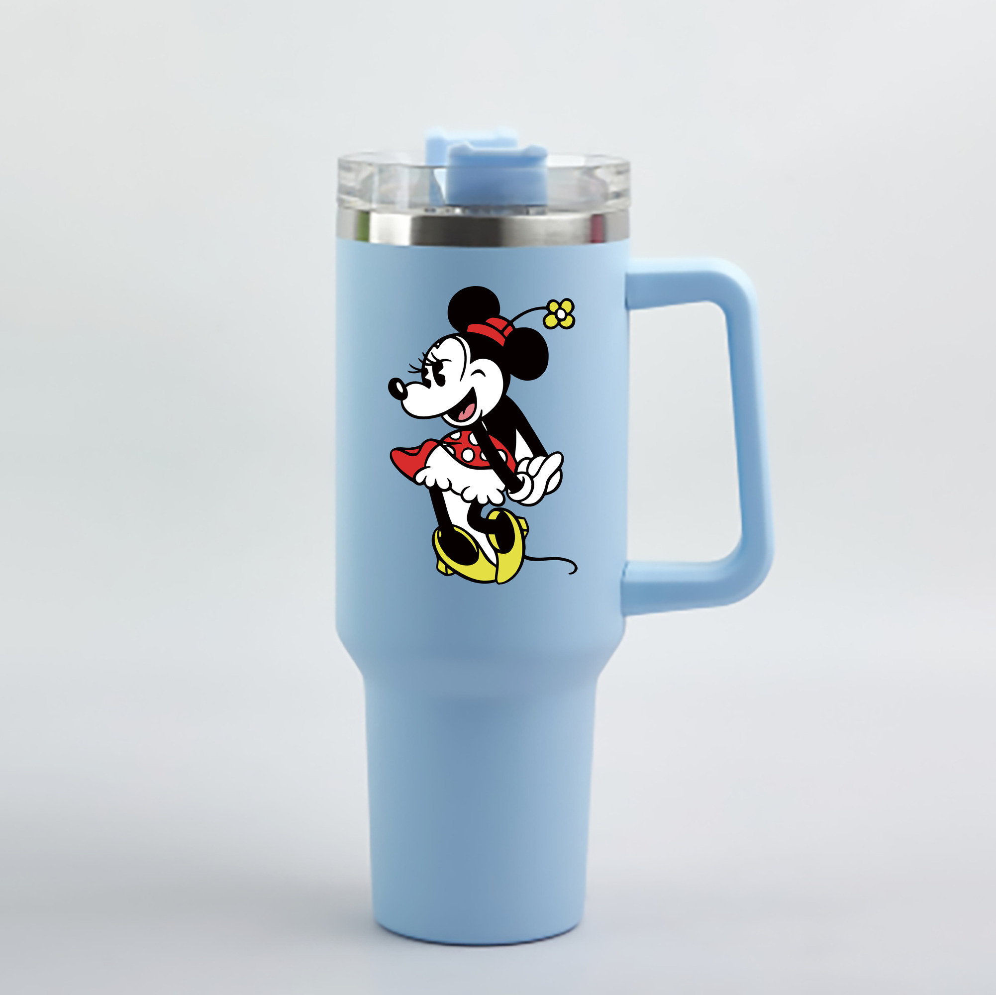 （画像用） ミッキーマウス Mickey Mouse 1200mL車用タンブラー - クリスタルステッカー（プラスチックストロー付き）