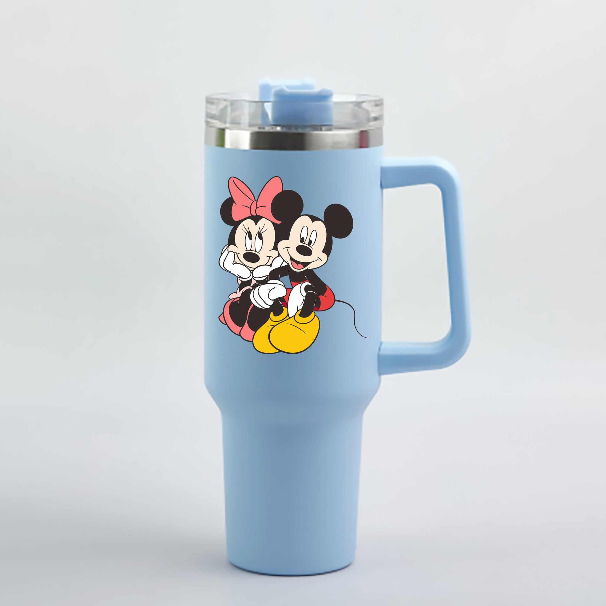 （画像用） ミッキーマウス Mickey Mouse 1200mL車用タンブラー - クリスタルステッカー（プラスチックストロー付き）