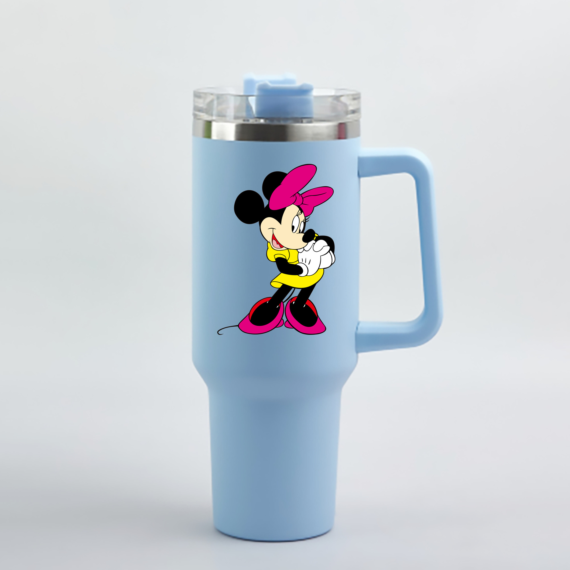 （画像用） ミッキーマウス Mickey Mouse 1200mL車用タンブラー - クリスタルステッカー（プラスチックストロー付き）