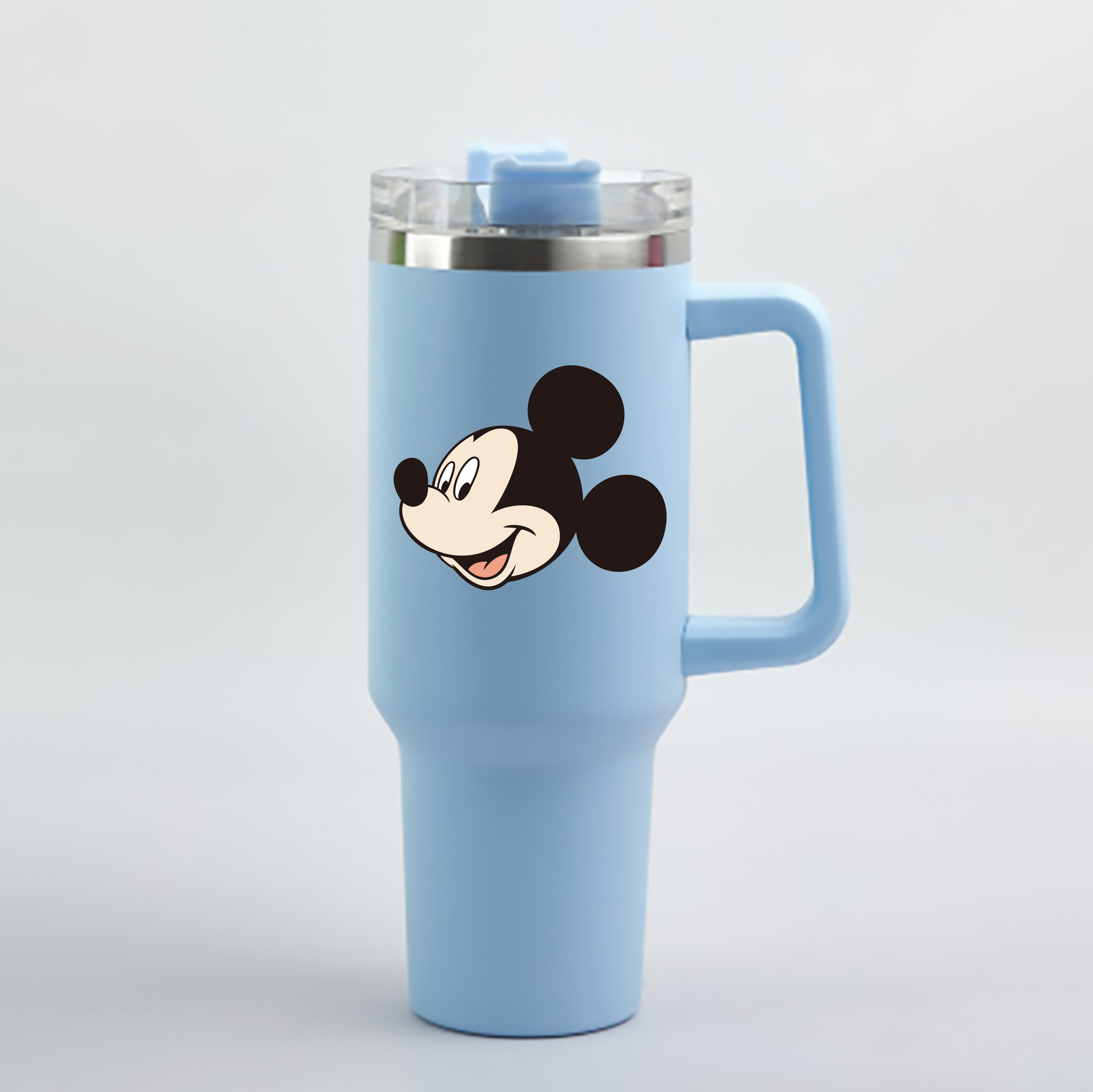 （画像用） ミッキーマウス Mickey Mouse 1200mL車用タンブラー - クリスタルステッカー（プラスチックストロー付き）