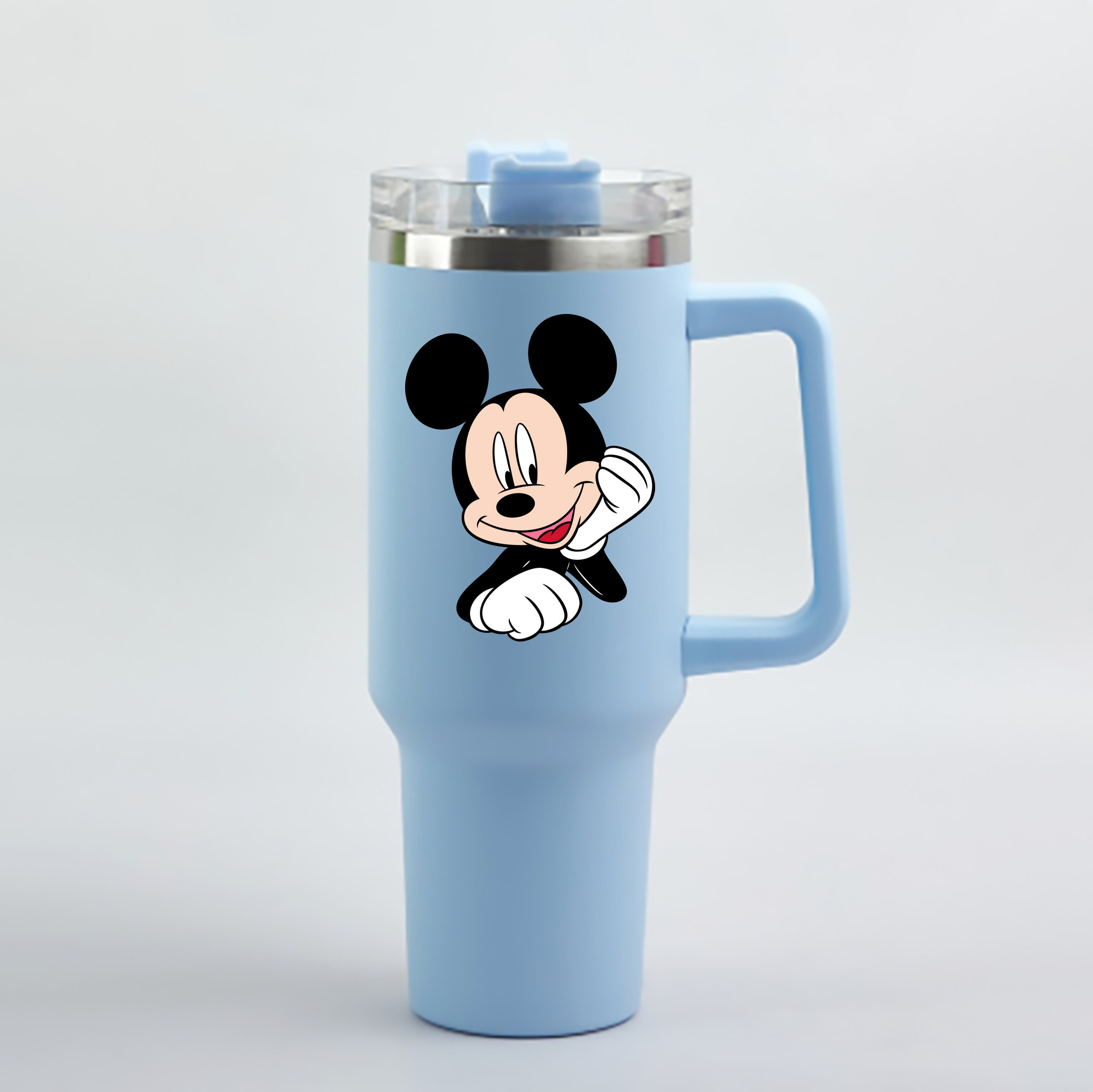 （画像用） ミッキーマウス Mickey Mouse 1200mL車用タンブラー - クリスタルステッカー（プラスチックストロー付き）