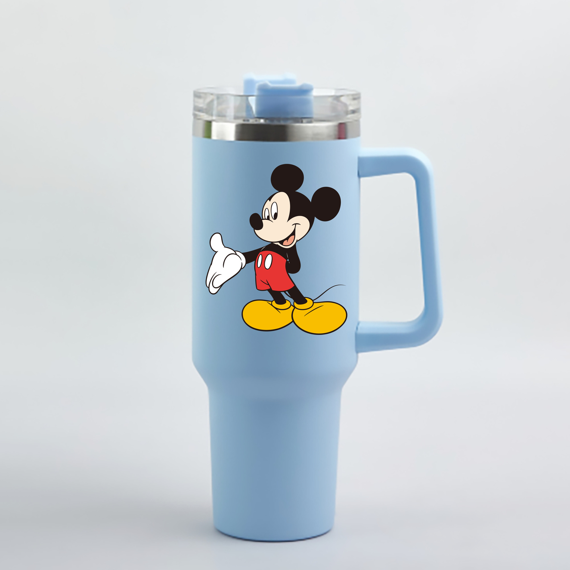（画像用） ミッキーマウス Mickey Mouse 1200mL車用タンブラー - クリスタルステッカー（プラスチックストロー付き）