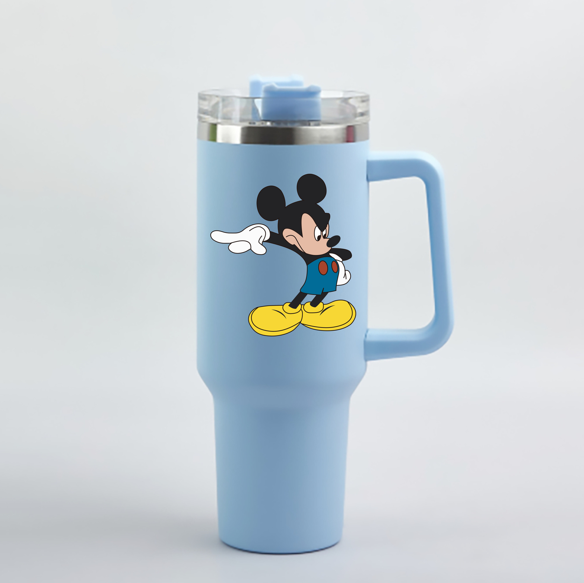 （画像用） ミッキーマウス Mickey Mouse 1200mL車用タンブラー - クリスタルステッカー（プラスチックストロー付き）