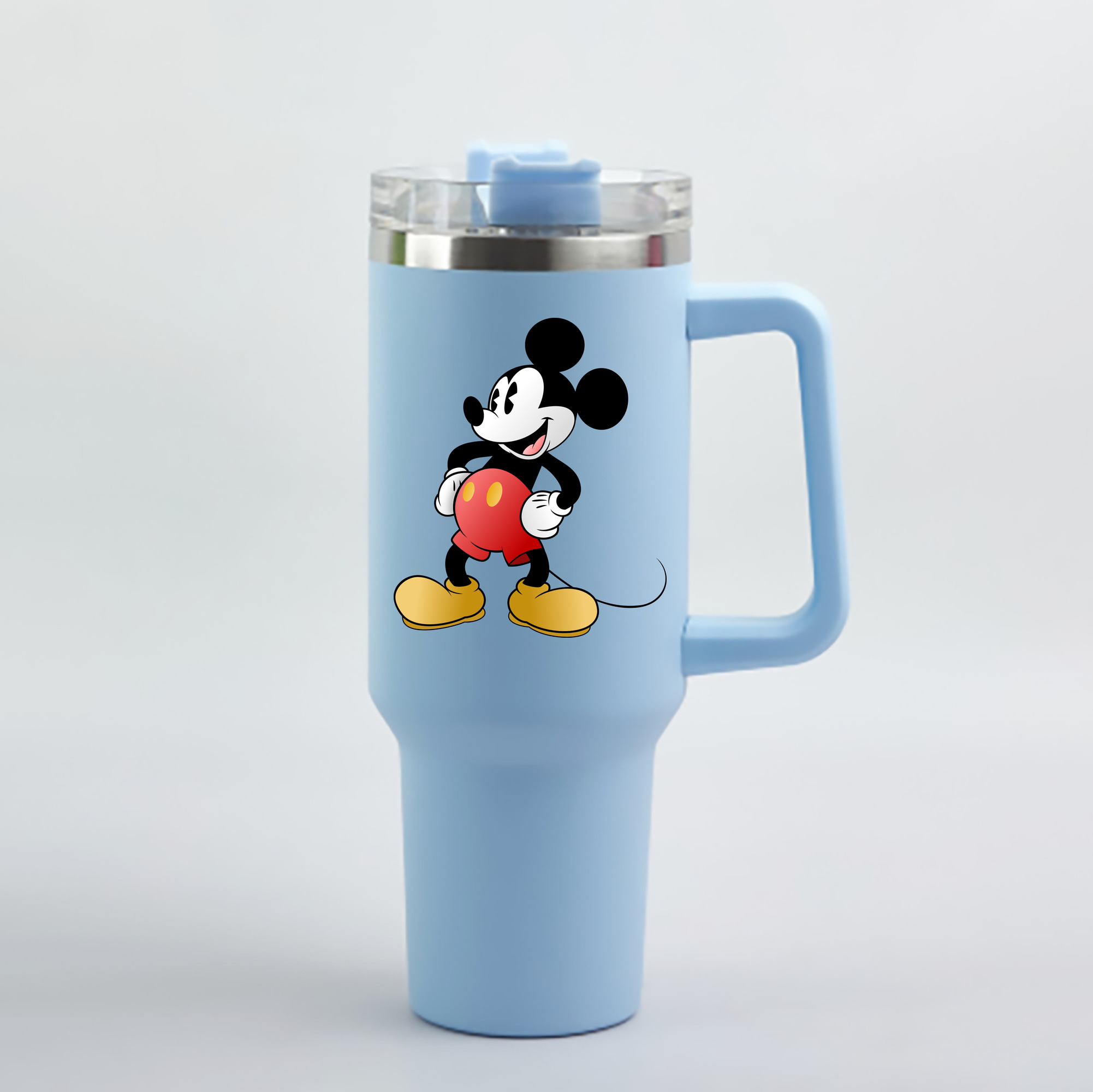 （画像用） ミッキーマウス Mickey Mouse 1200mL車用タンブラー - クリスタルステッカー（プラスチックストロー付き）