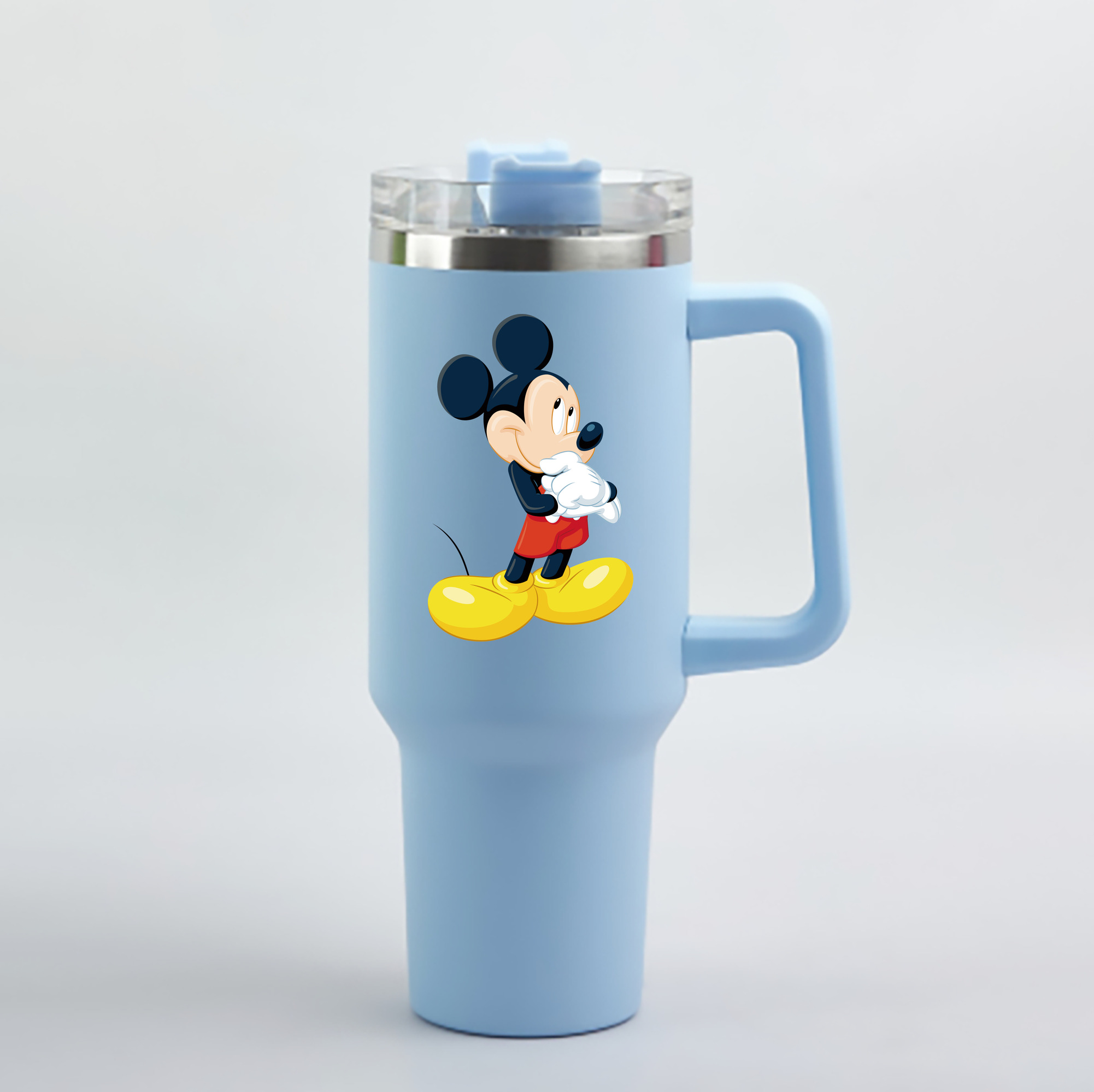 （画像用） ミッキーマウス Mickey Mouse 1200mL車用タンブラー - クリスタルステッカー（プラスチックストロー付き）