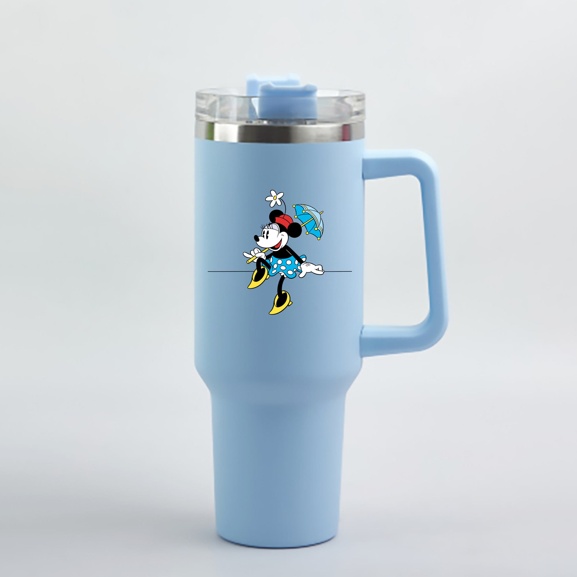 （画像用） ミッキーマウス Mickey Mouse 1200mL車用タンブラー - クリスタルステッカー（プラスチックストロー付き）