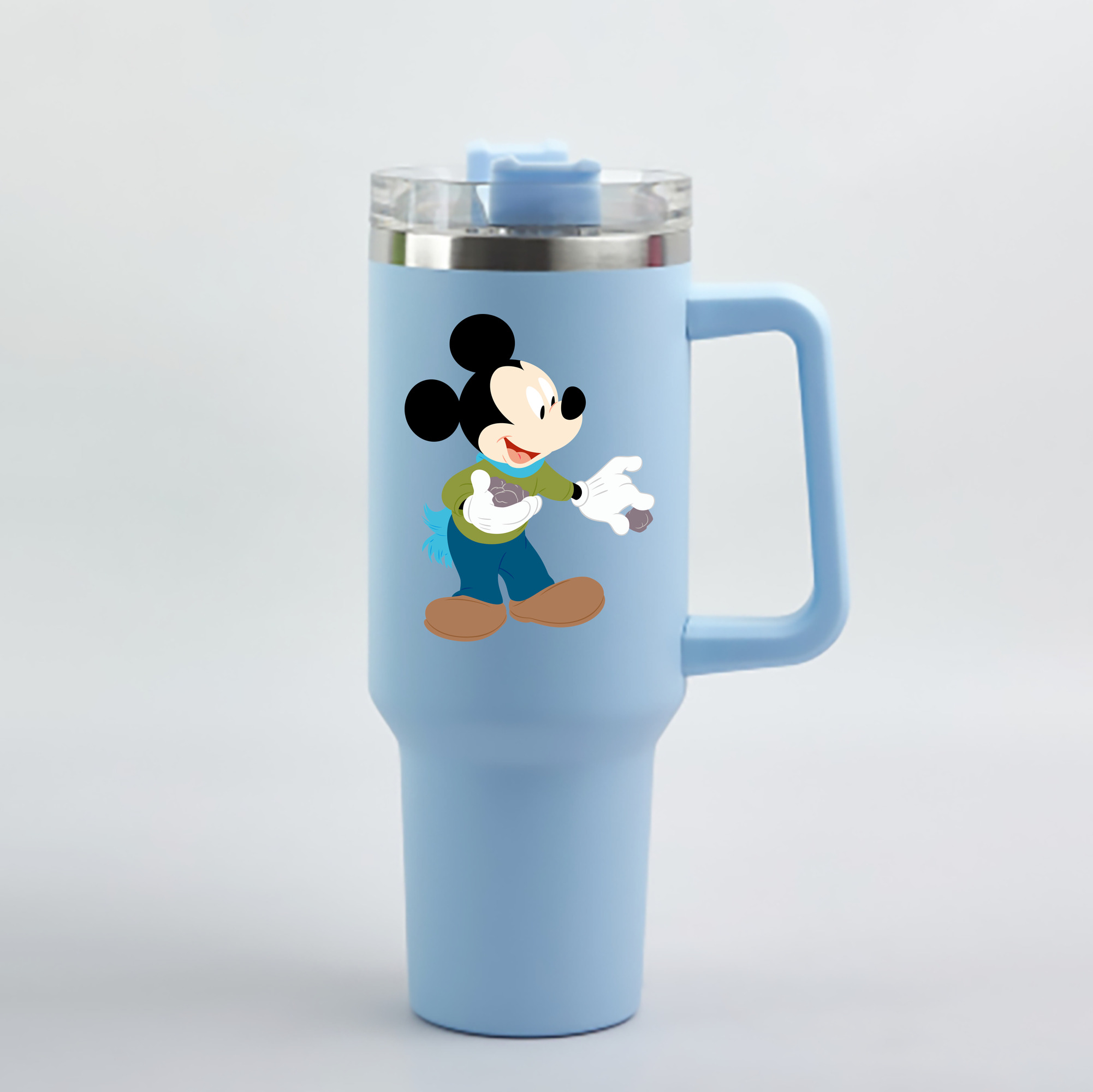 （画像用） ミッキーマウス Mickey Mouse 1200mL車用タンブラー - クリスタルステッカー（プラスチックストロー付き）