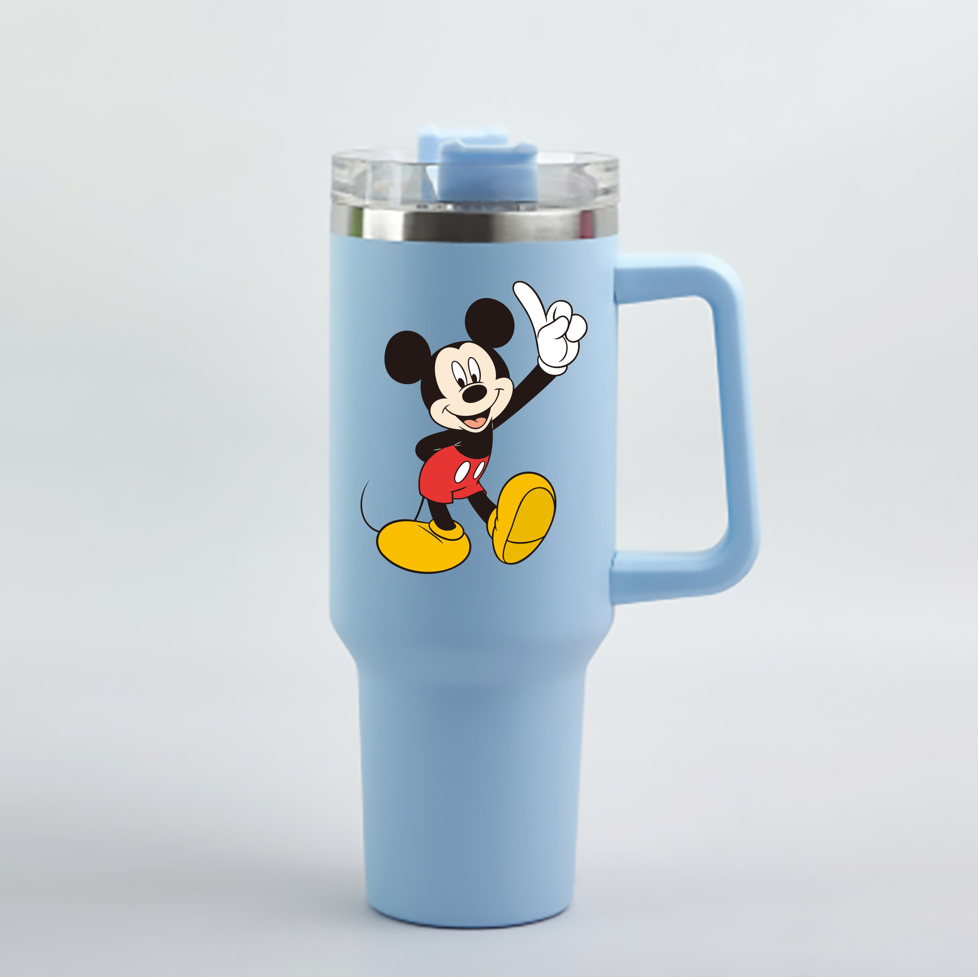 （画像用） ミッキーマウス Mickey Mouse 1200mL車用タンブラー - クリスタルステッカー（プラスチックストロー付き）