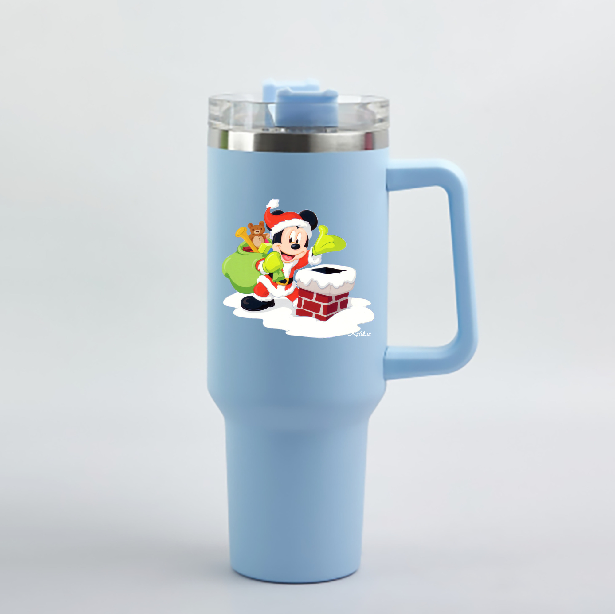 （画像用） ミッキーマウス Mickey Mouse 1200mL車用タンブラー - クリスタルステッカー（プラスチックストロー付き）