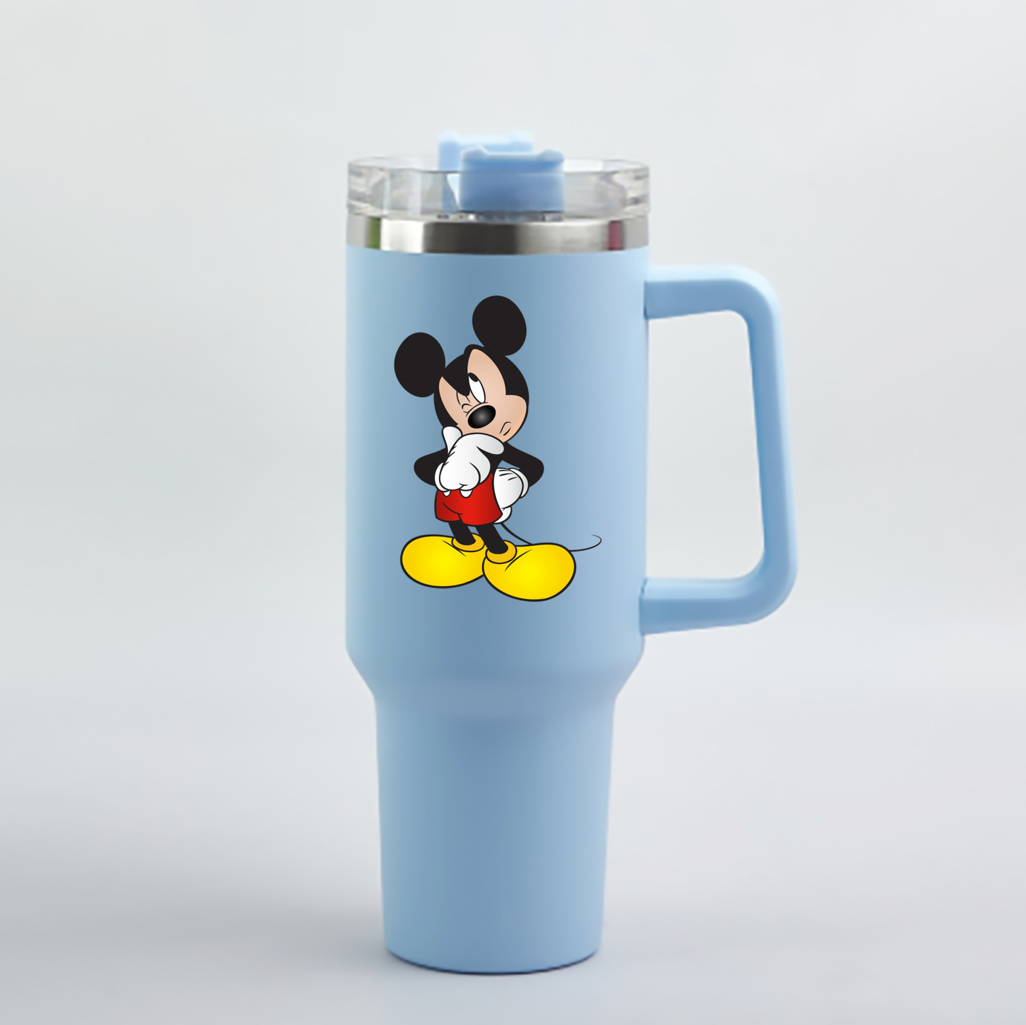 （画像用） ミッキーマウス Mickey Mouse 1200mL車用タンブラー - クリスタルステッカー（プラスチックストロー付き）
