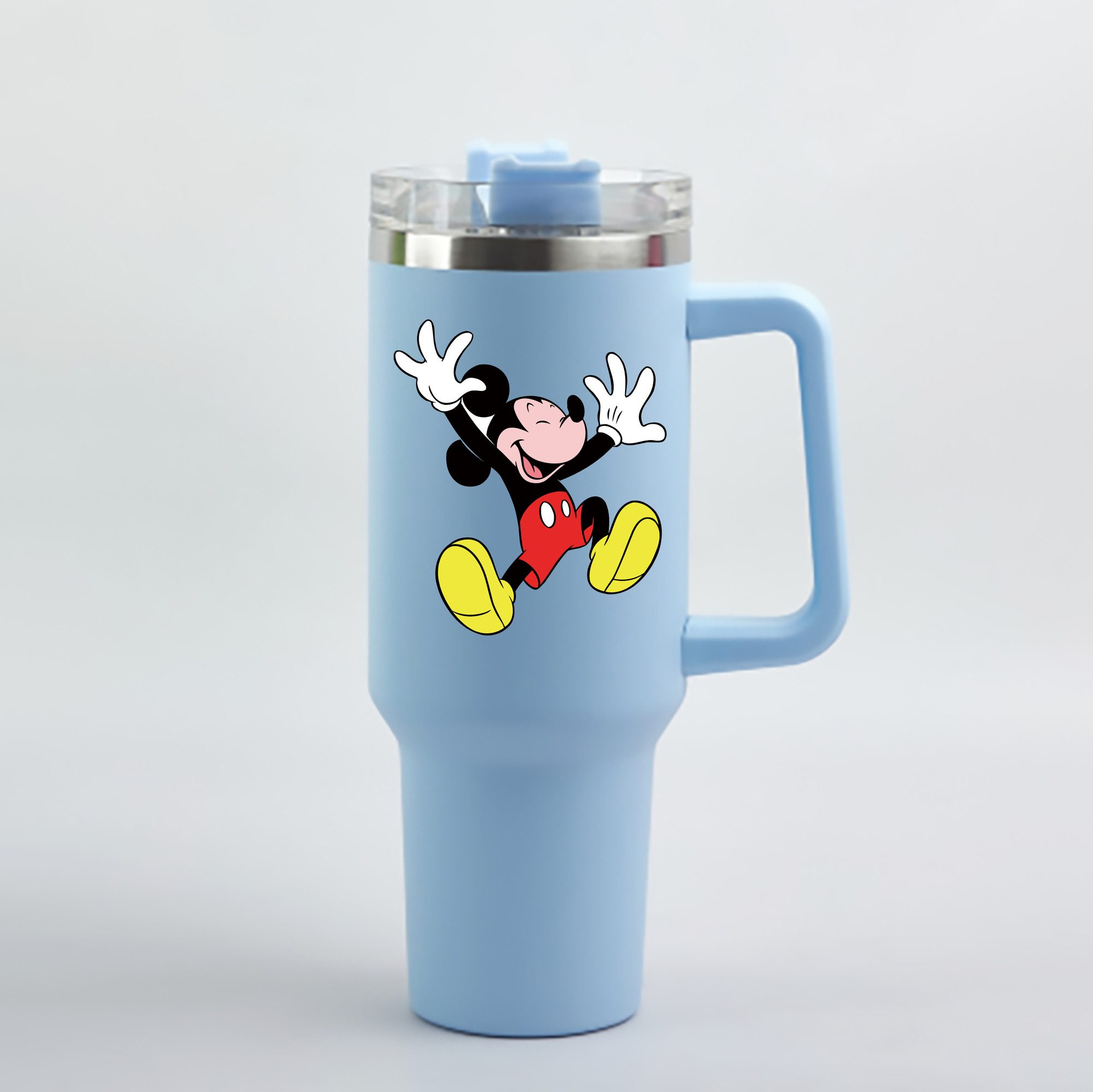 （画像用） ミッキーマウス Mickey Mouse 1200mL車用タンブラー - クリスタルステッカー（プラスチックストロー付き）