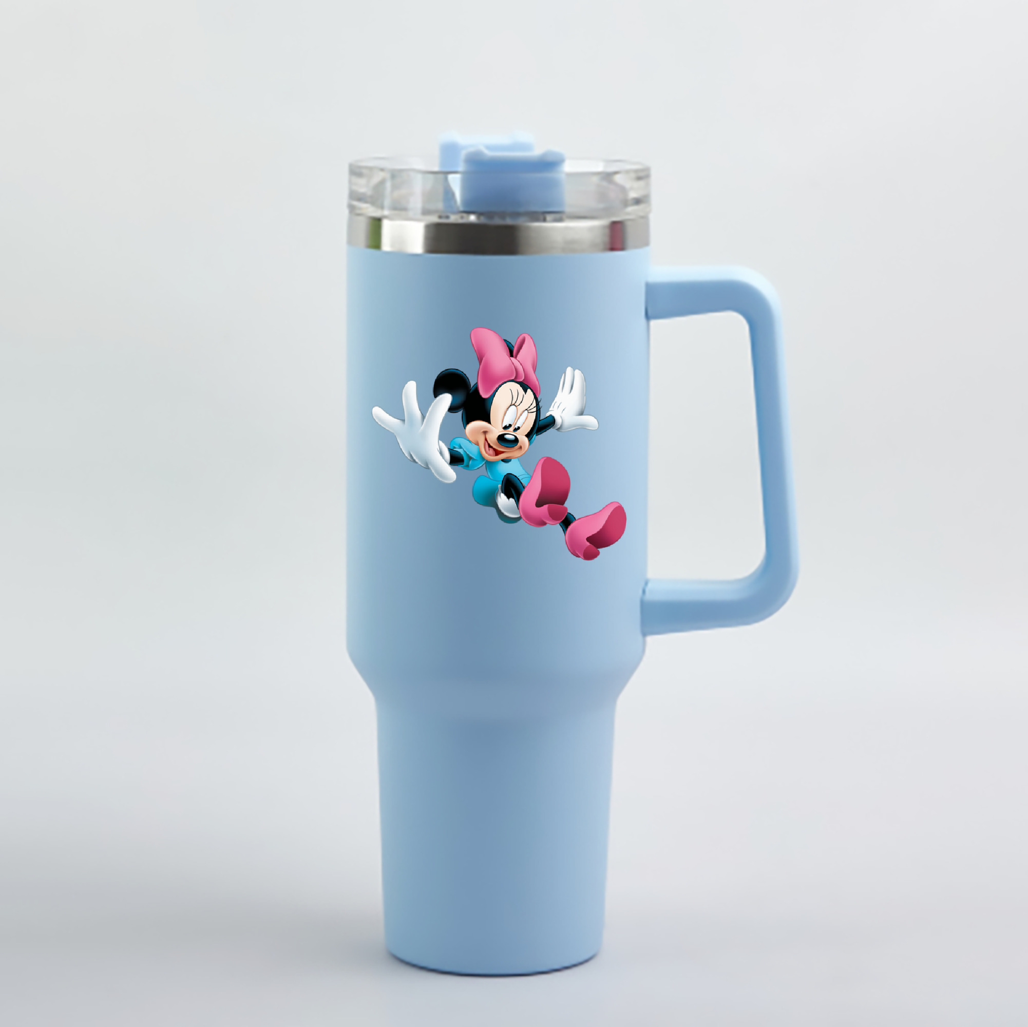 （画像用） ミッキーマウス Mickey Mouse 1200mL車用タンブラー - クリスタルステッカー（プラスチックストロー付き）