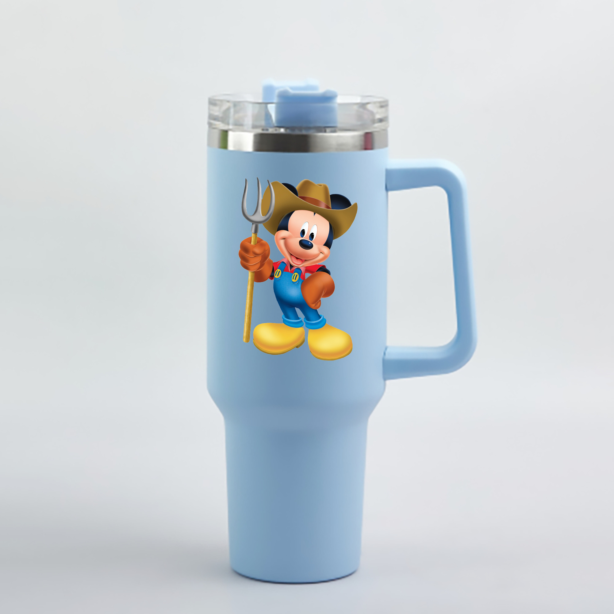 （画像用） ミッキーマウス Mickey Mouse 1200mL車用タンブラー - クリスタルステッカー（プラスチックストロー付き）