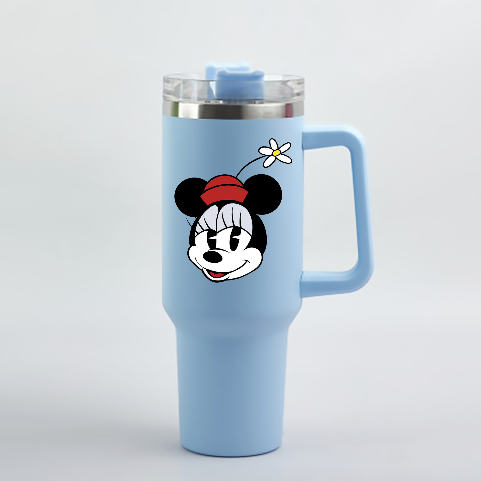 （画像用） ミッキーマウス Mickey Mouse 1200mL車用タンブラー - クリスタルステッカー（プラスチックストロー付き）