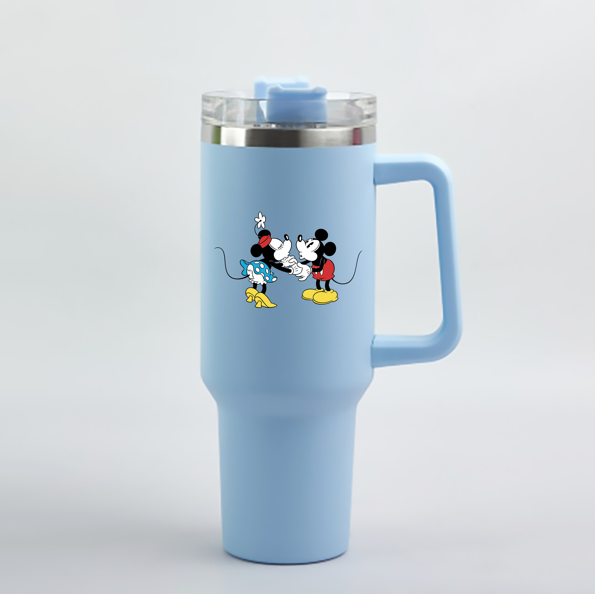 （画像用） ミッキーマウス Mickey Mouse 1200mL車用タンブラー - クリスタルステッカー（プラスチックストロー付き）