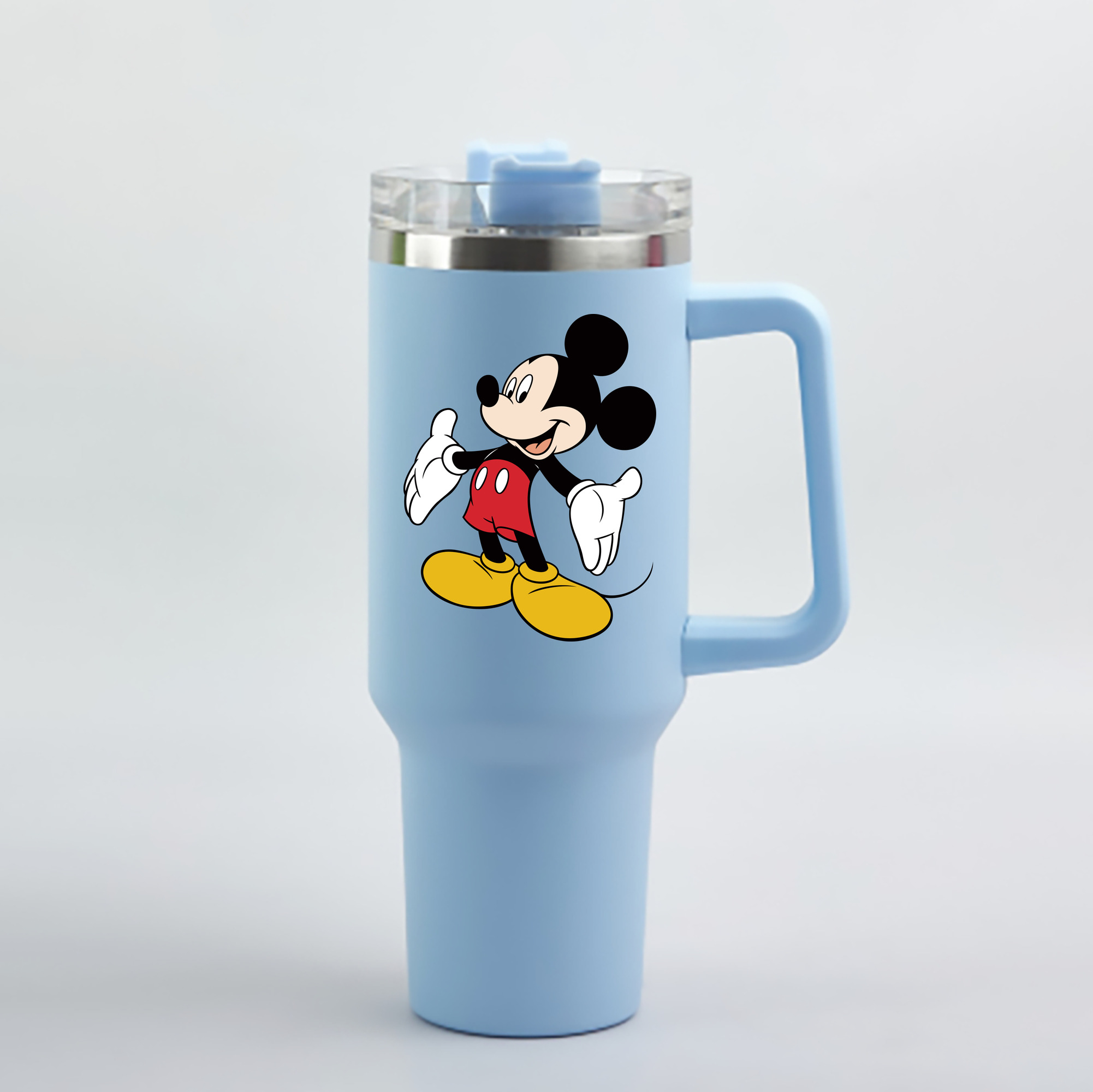 （画像用） ミッキーマウス Mickey Mouse 1200mL車用タンブラー - クリスタルステッカー（プラスチックストロー付き）