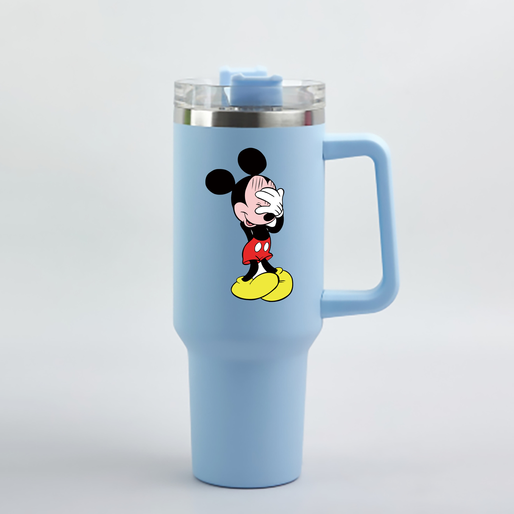 （画像用） ミッキーマウス Mickey Mouse 1200mL車用タンブラー - クリスタルステッカー（プラスチックストロー付き）